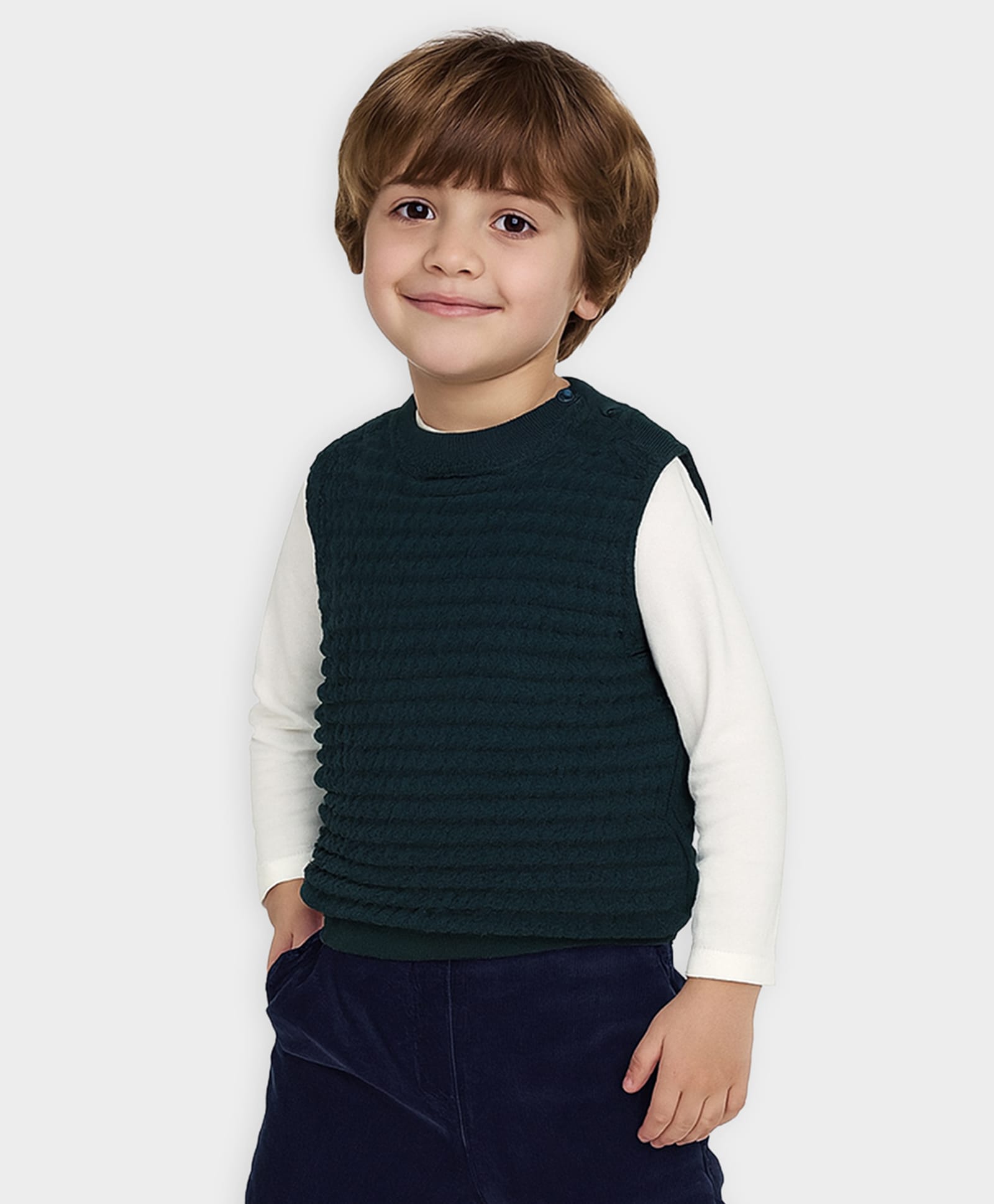Mi Arcus 100% Cotton Knit Sleeveless Self Designed Sweater - Green-picture-23