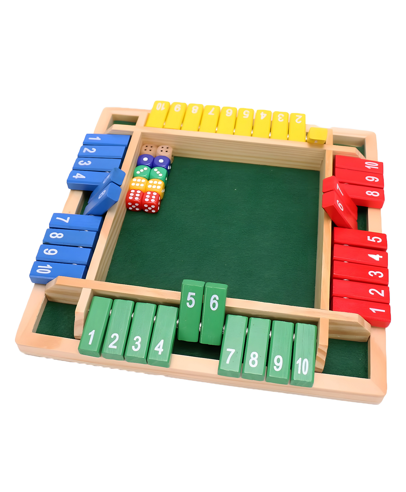 NEGOCIO Table Dice Games Colorful Board Games 4 Players Wooden Board Table Math Game- PACK OF 1- COLOR MAY VARY