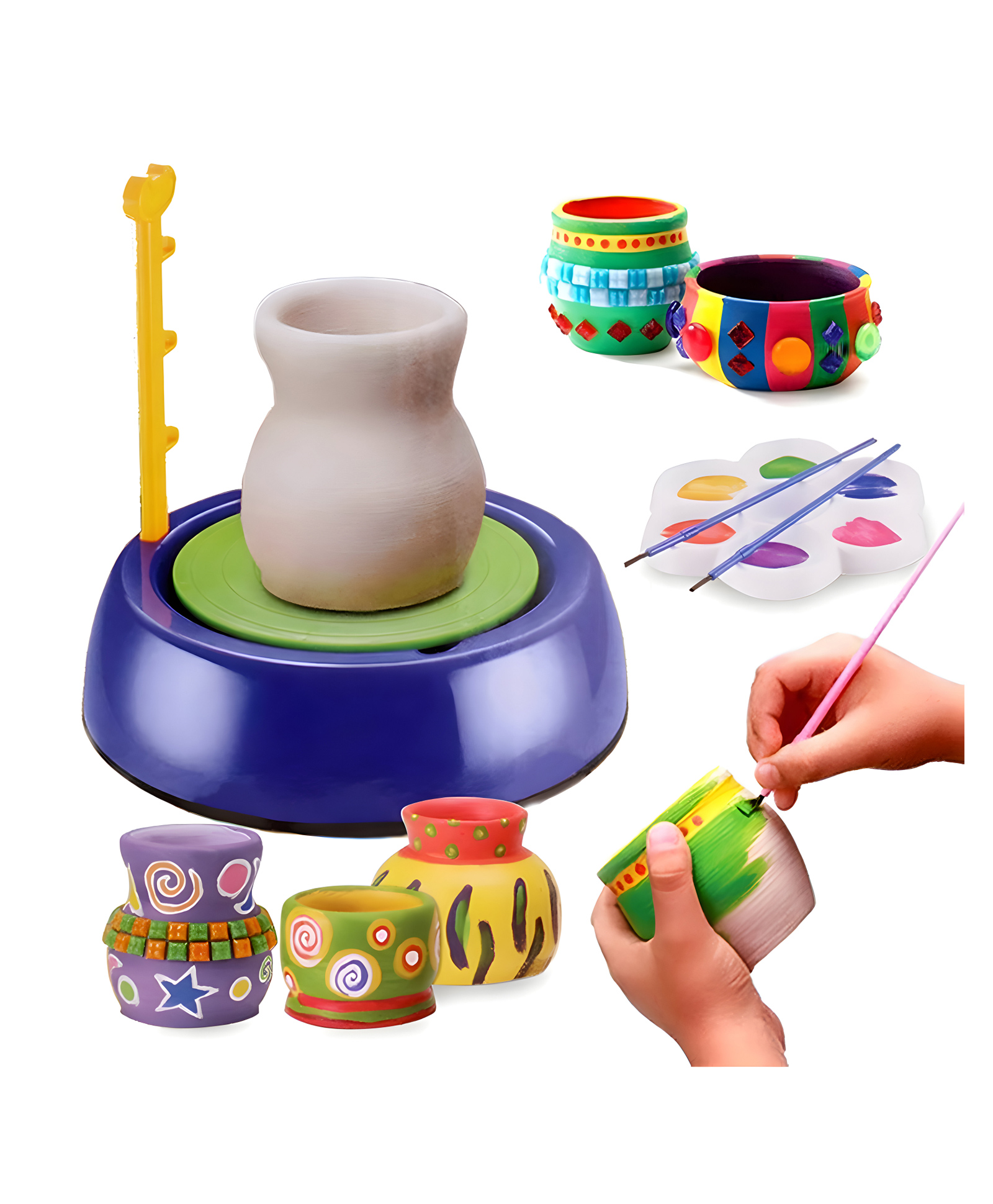 NEGOCIO Pottery Wheel Kit Game with Colors and Stencils Creative Educational Toy for Make Handmade Pots- PACK OF 1- COLOR MAY VARY-image-8