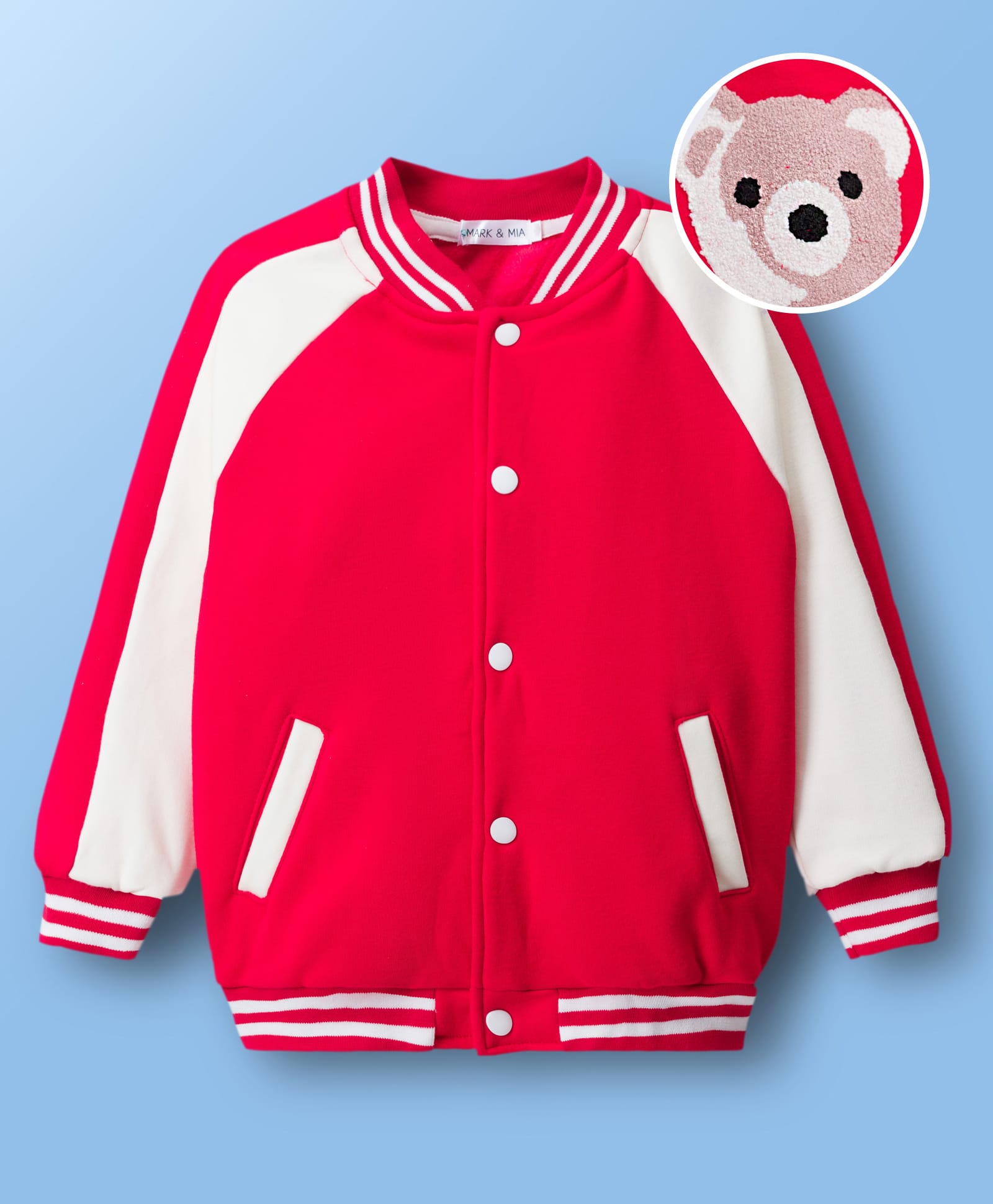 Mark & Mia Full Raglan Sleeves Solid Bomber Jacket - Red-picture-10
