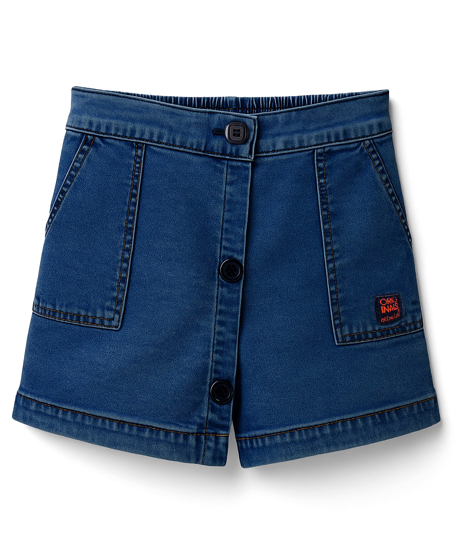 Olio Kids Denim Knit Above Knee Length Shorts - Navy Blue-image-20