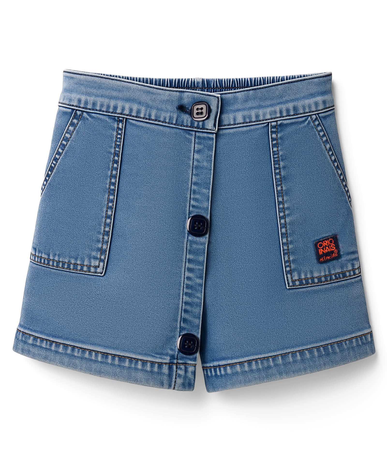 Olio Kids Denim Knit Above Knee Length Shorts - Light Blue-picture-29