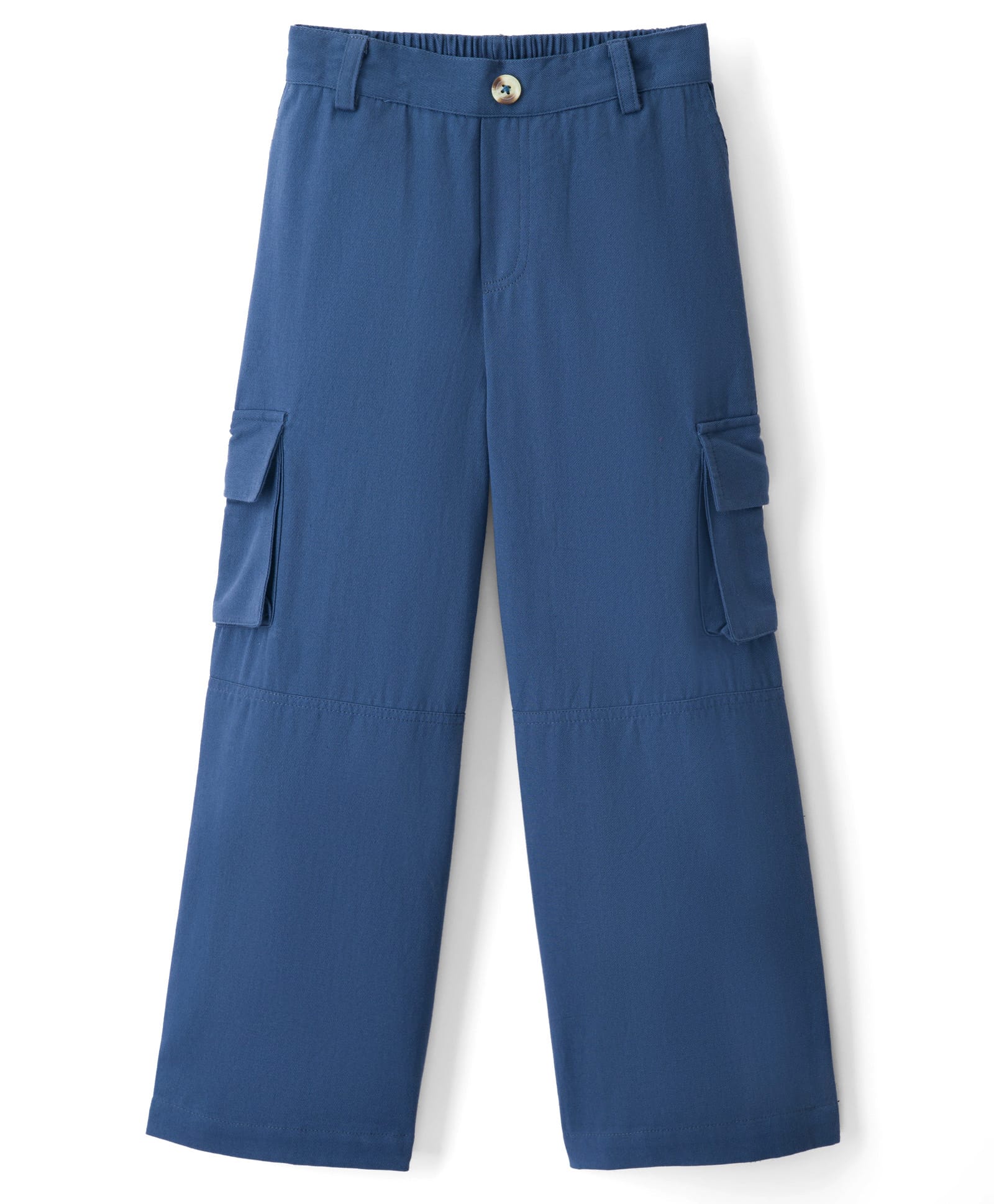 kookie kids india Kookie Kids Cotton Woven Full Length Solid Colour Safari Pant With Pockets & Buckles - Blue-picture-28