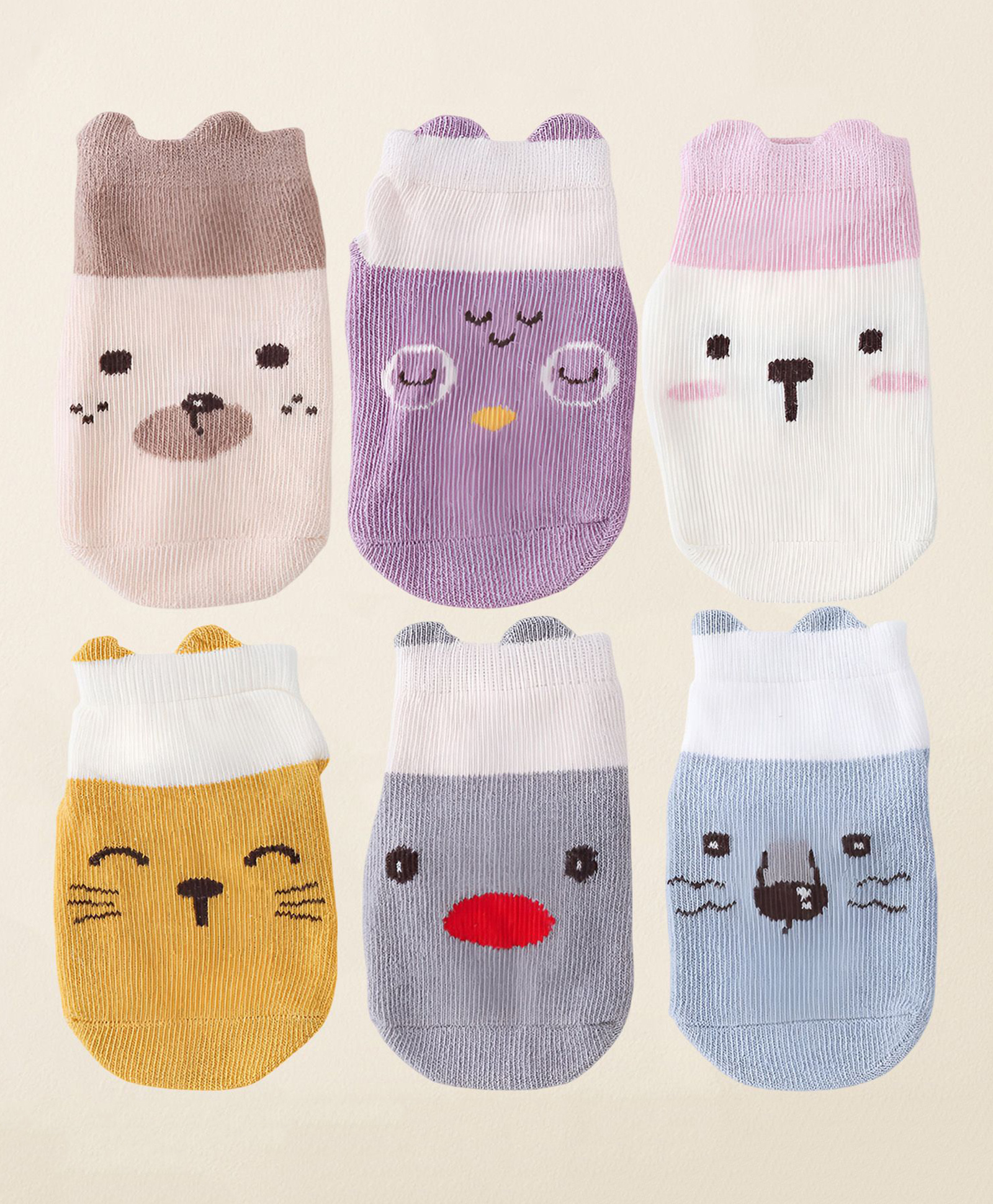 SYGA Pack of 6 Cotton Cat & Puppy Printed Socks - Multi Colour-image-13