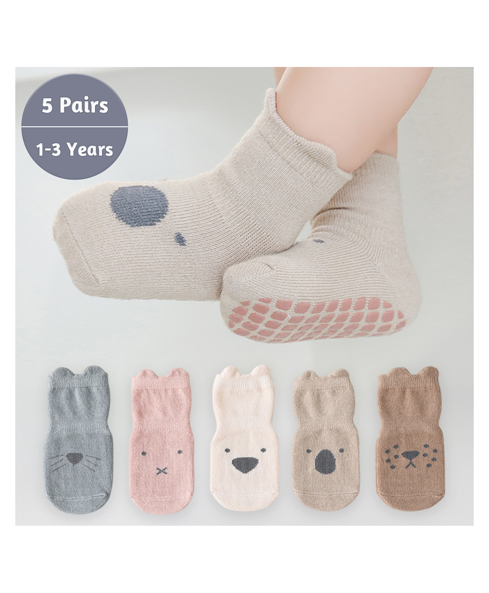 SYGA Pack of 5 Cotton Printed Socks - Multi Colour-image-49