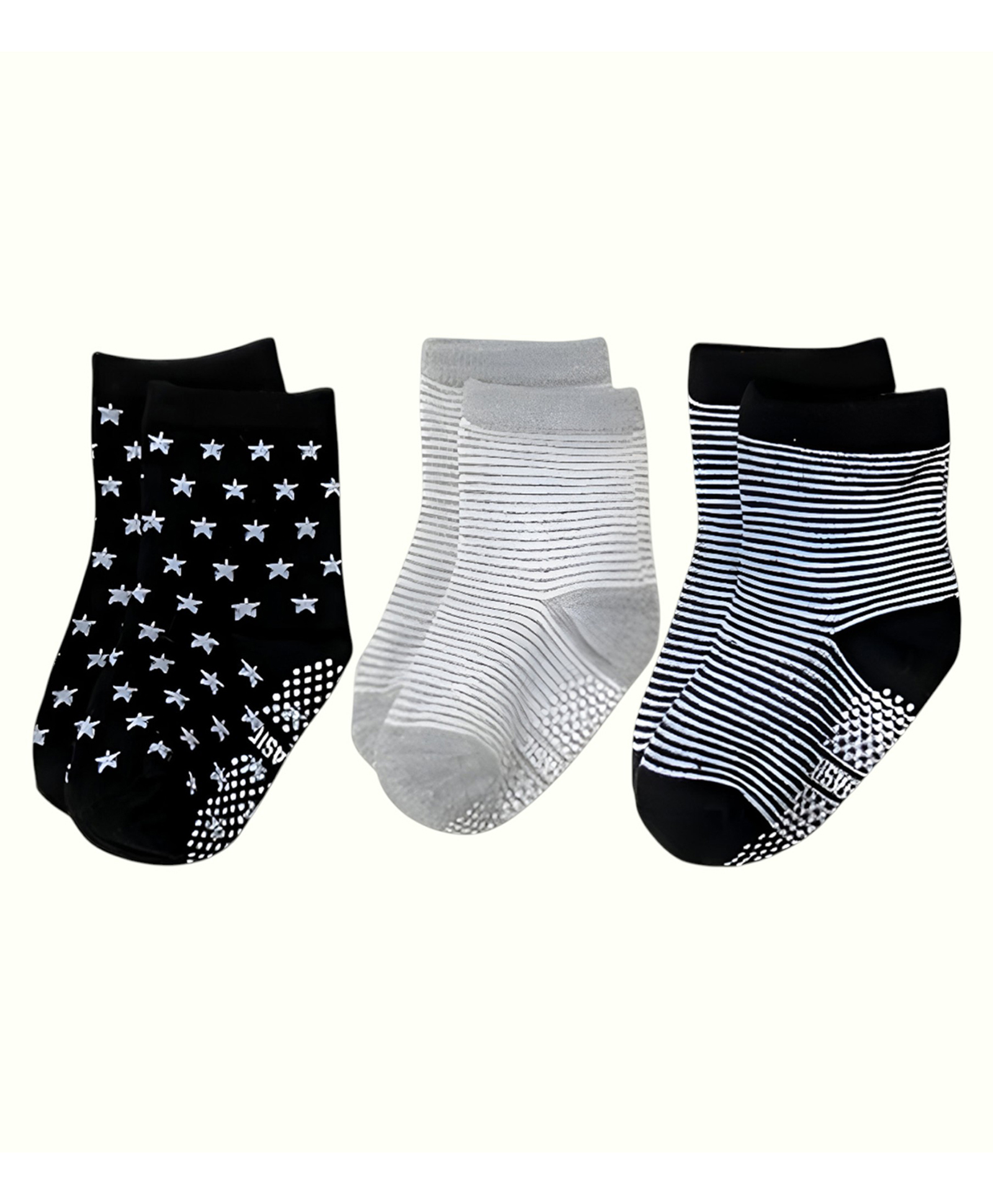 SYGA Pack of 3 Cotton Striped & Star Printed Socks - Multi Colour-picture-22