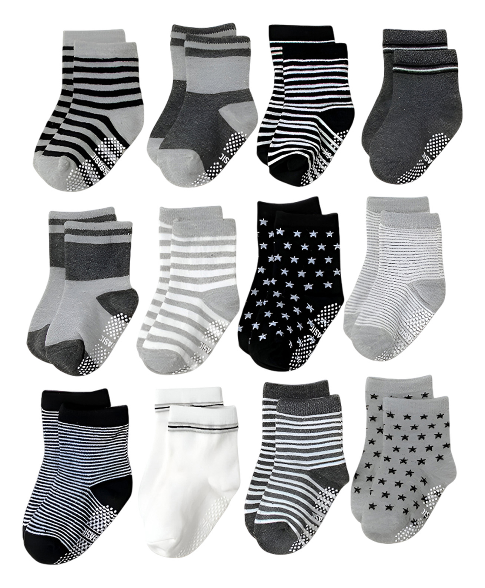 SYGA Pack of 12 Cotton Star & Striped Printed Socks - Multi Colour-image-36