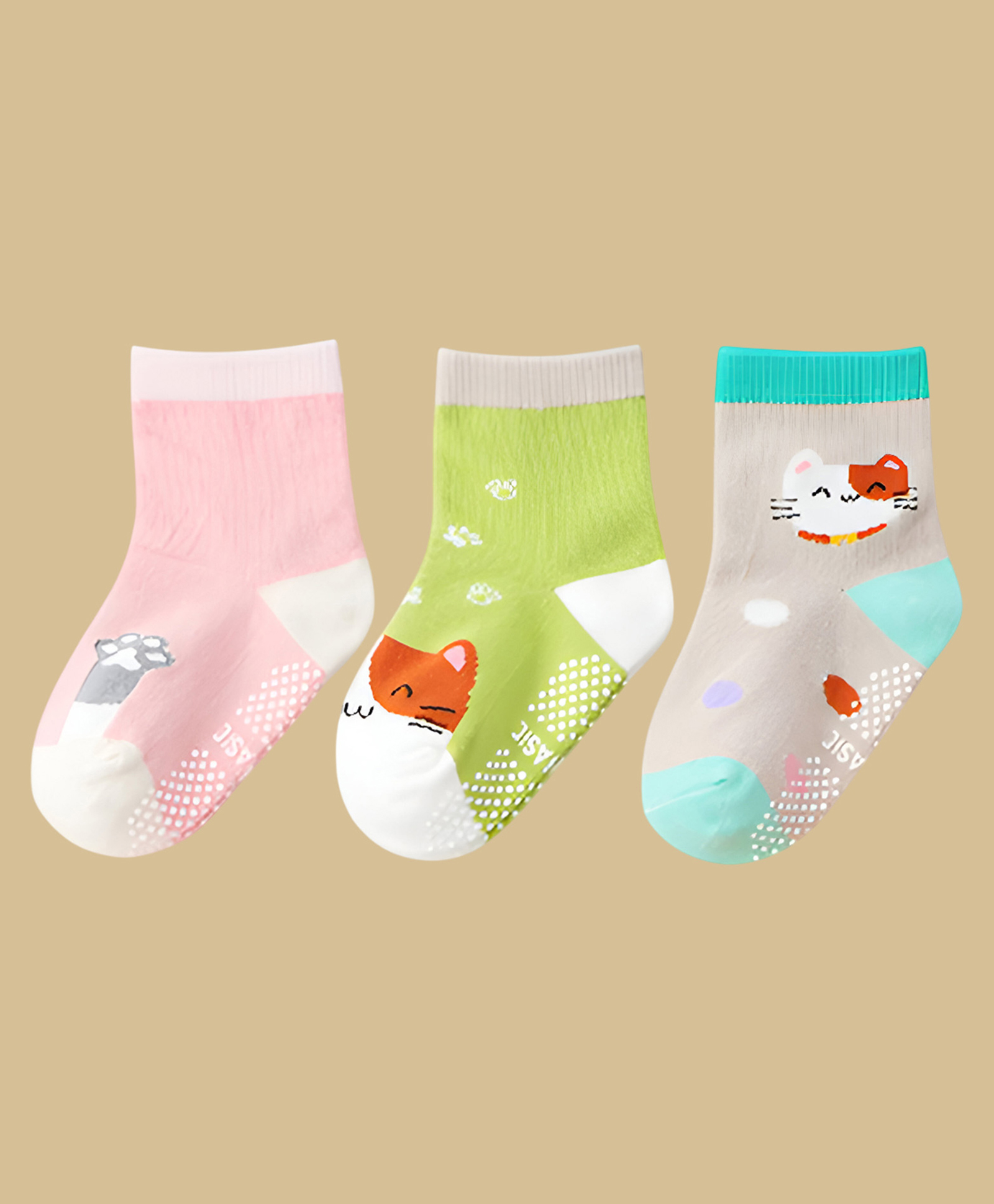 SYGA Pack of 3 Cotton Fox & Cat Printed Socks - Multi Colour-image-0