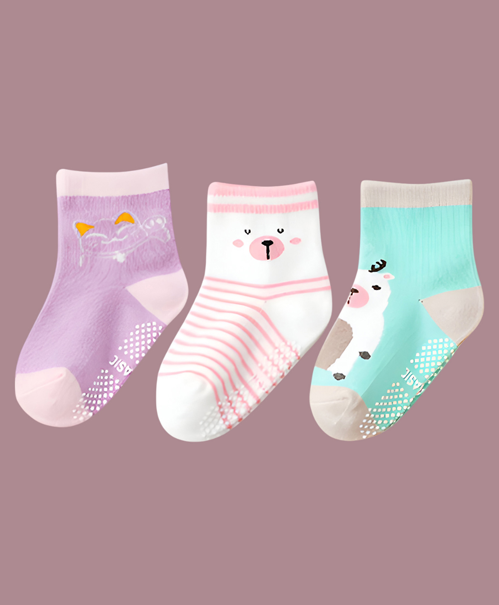 SYGA Pack of 3 Cotton Mouse Printed Socks - Multi Colour-picture-27