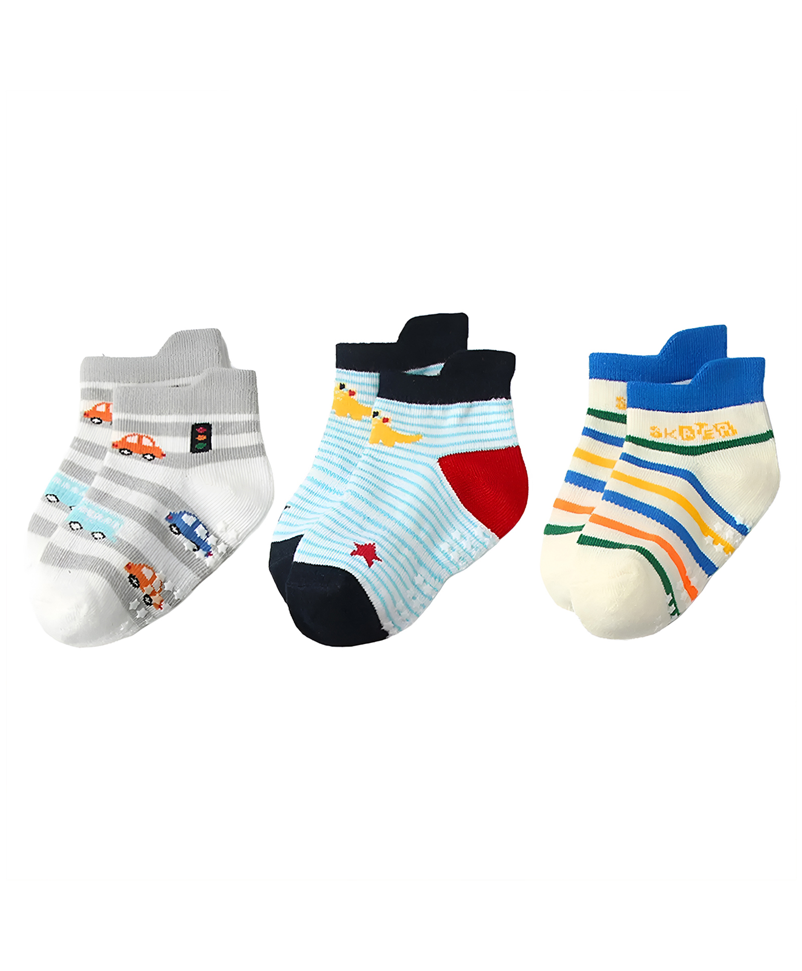 SYGA Pack of 6 Cotton Striped & Car Printed Socks - Multi Colour-image-28