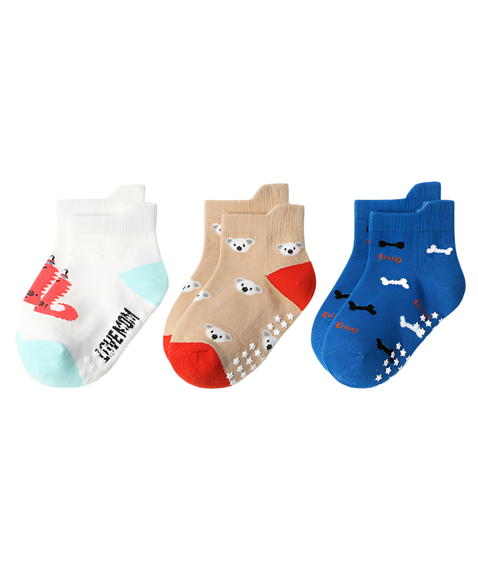 SYGA 6 Pairs Cotton Crocodile and Dog Print Socks - Multi colour-picture-16