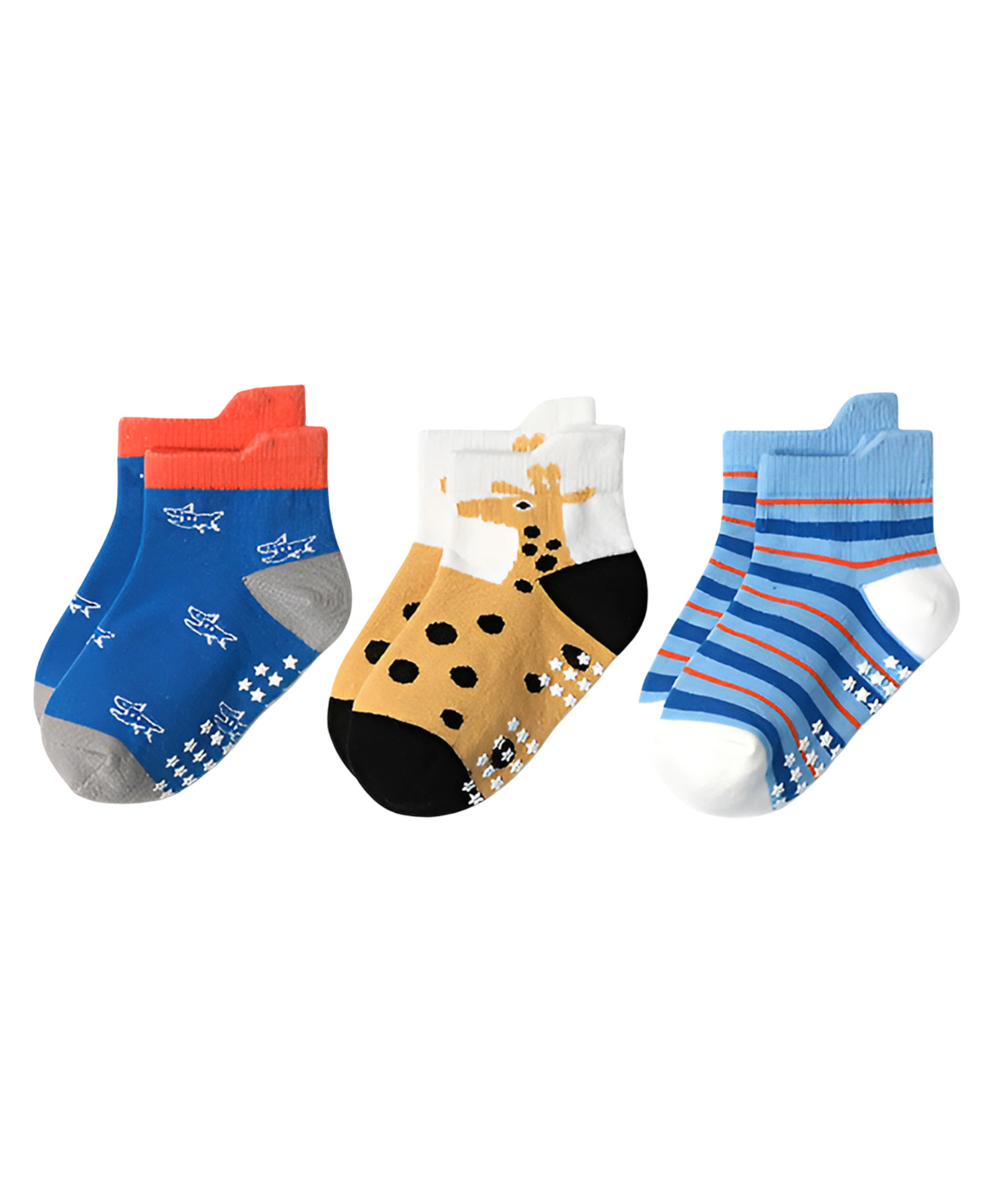 SYGA 3 Pairs Cotton Giraffe and Strip Print Socks - Multi colour-picture-14