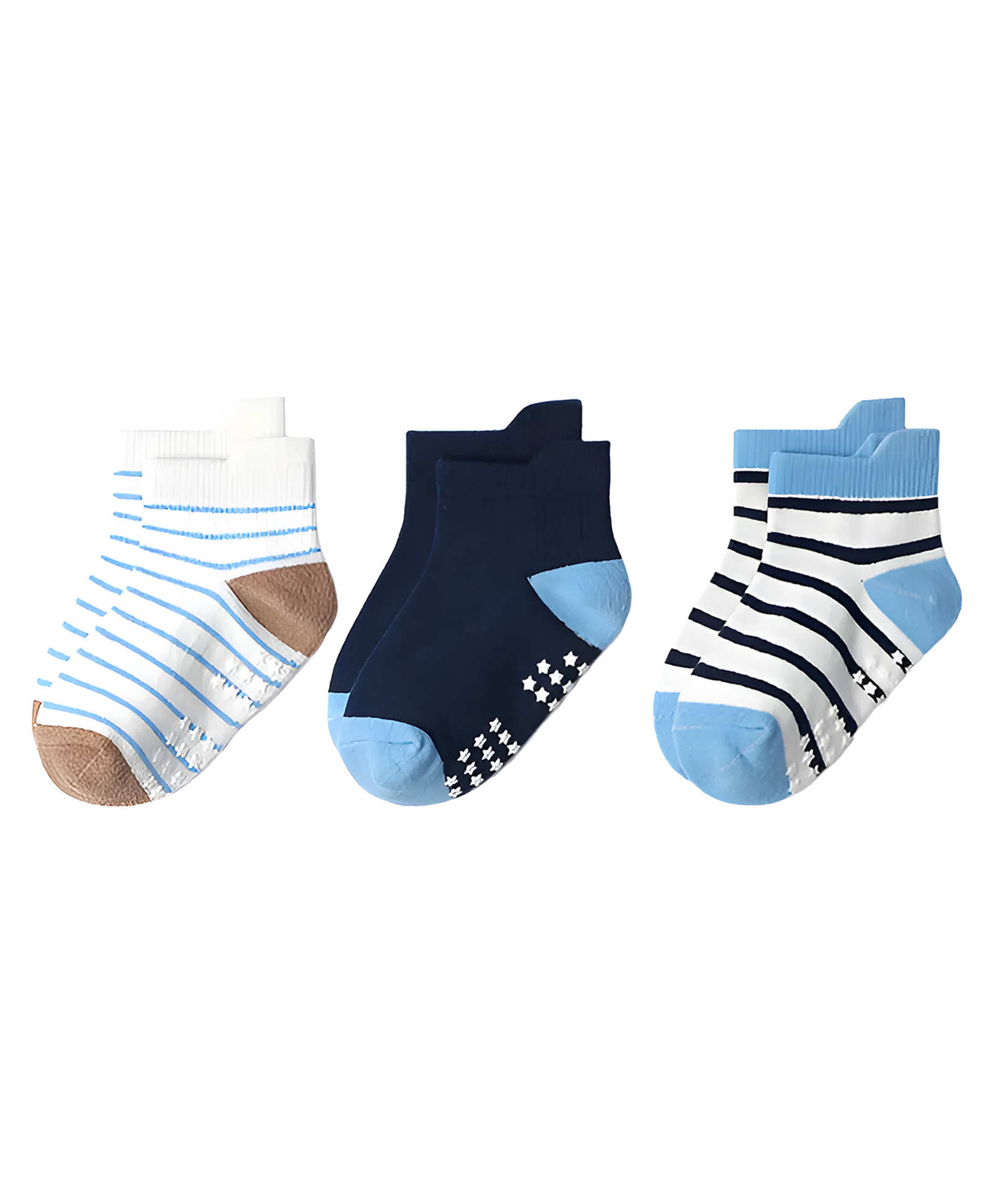 SYGA 3 Pairs Cotton Striped Socks - Multi colour-image-44