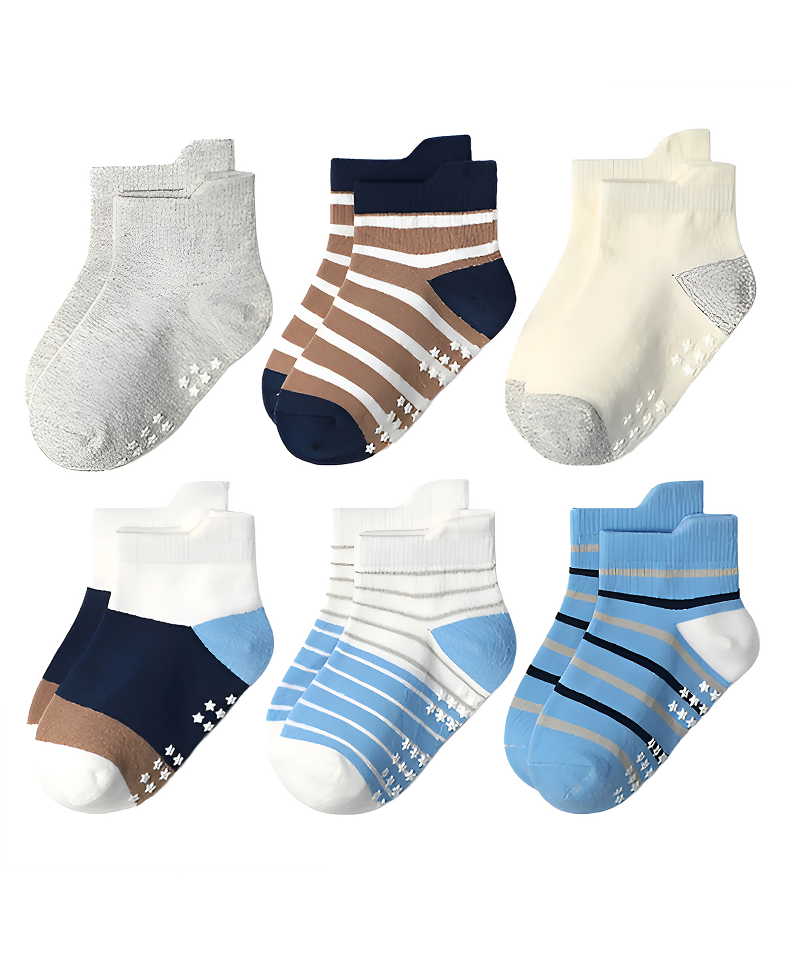 SYGA 6 Pairs Cotton Striped Socks - Multi colour-image-19