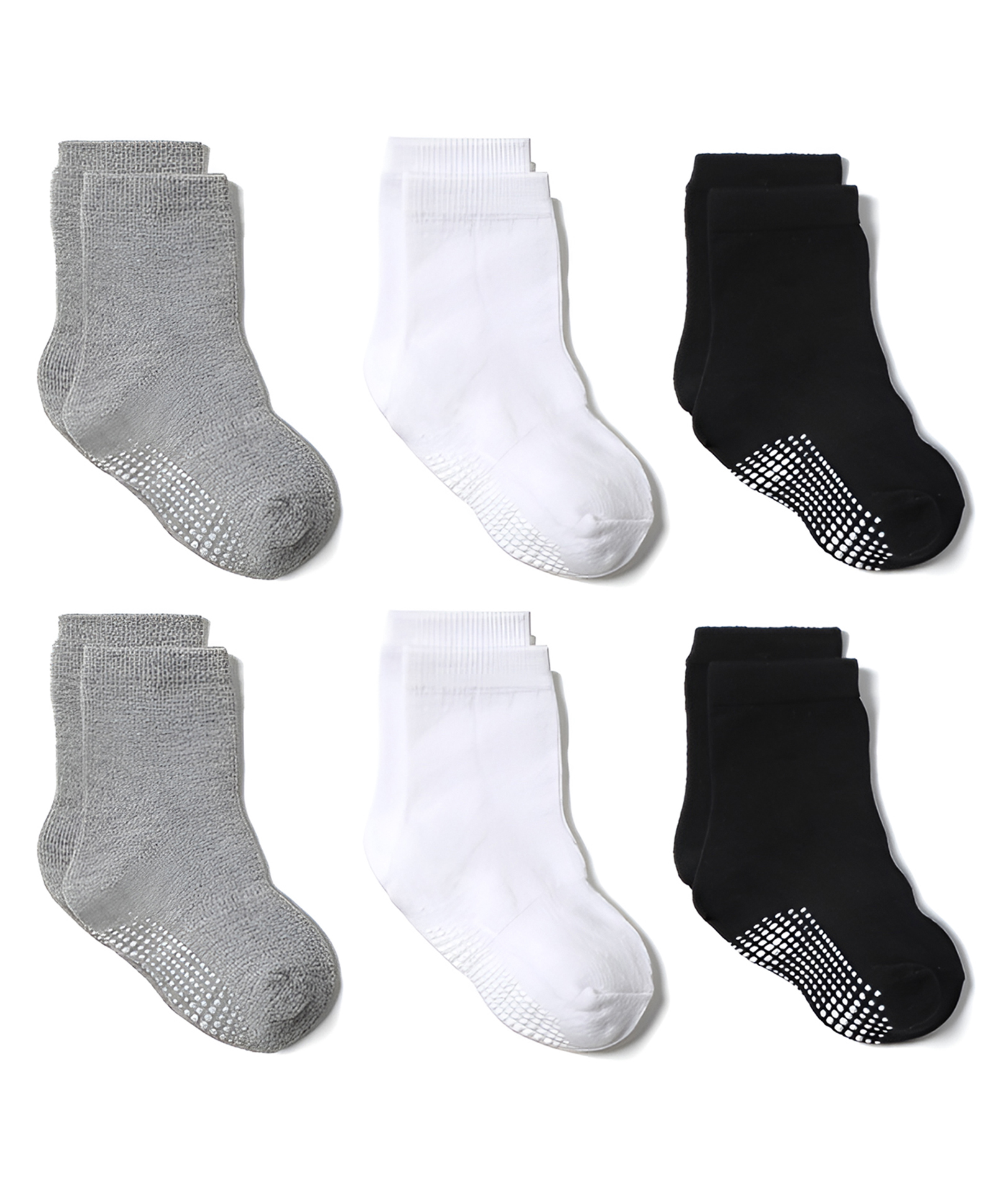 SYGA Pack of 6 Cotton Solid Socks - Grey, White & Black-image-33