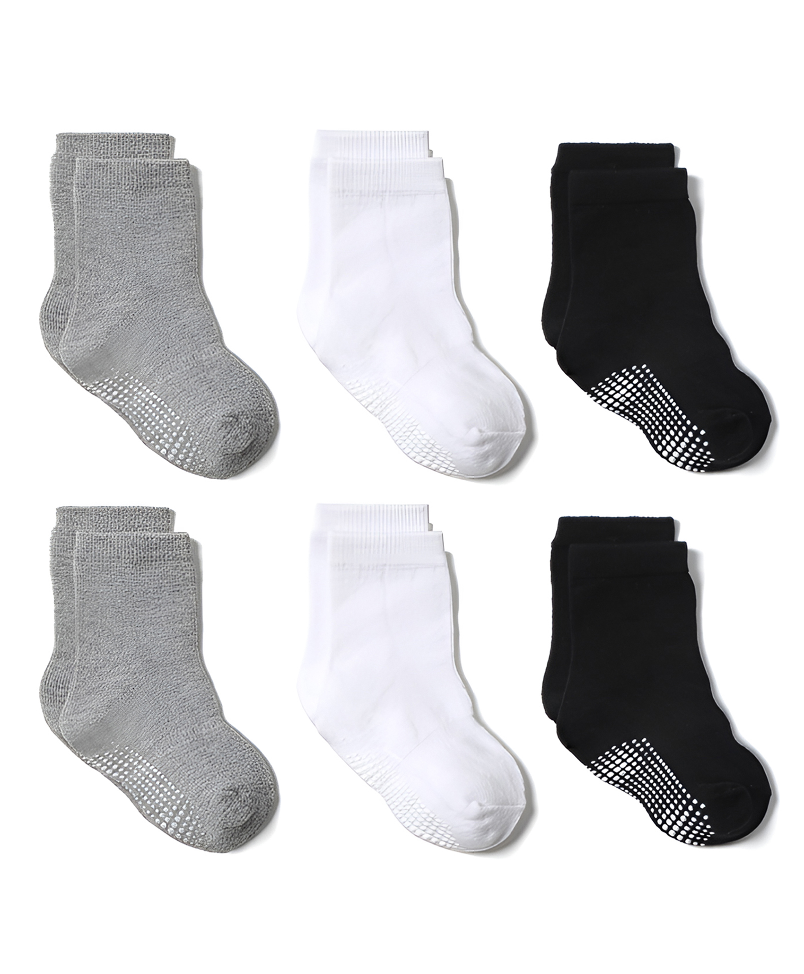 SYGA Pack of 6 Cotton Solid Socks - Grey White & Black-image-7