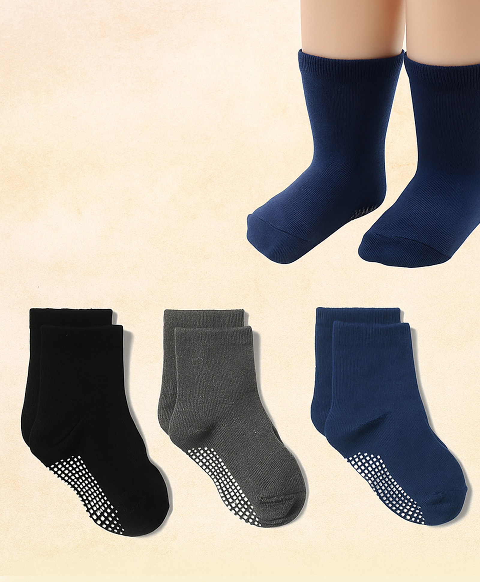 SYGA Pack of 3 Cotton Solid Socks - Multi Colour-picture-11