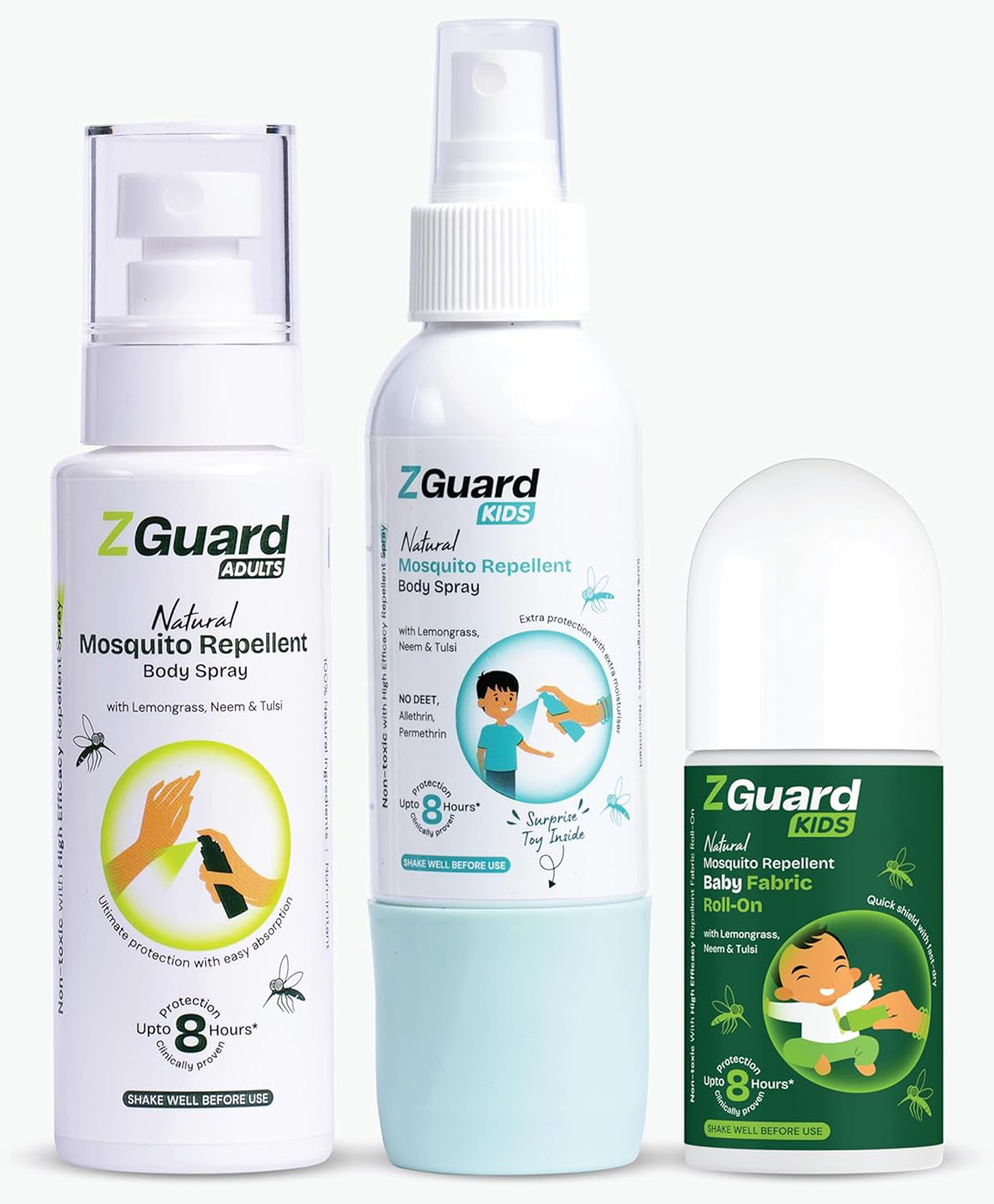 Z Guard Naturals Mosquito Repellent Spray For Adults & Kids 100ml,Fabric Roll on 50ml, 8 Hours Protection in Single Use, Pediatrician & Dermatologist Tested | DEET-Free (Pack of 3)-image-6