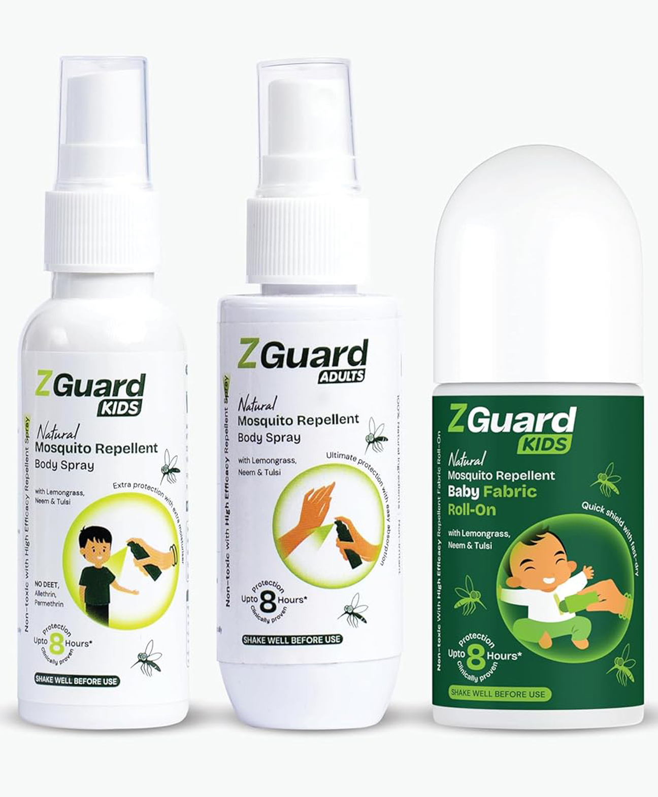 Z Guard Naturals Mosquito Repellent Spray For Adults & Kids 50ml each, Fabric Roll on 50ml, 8 Hours Protection in Single Use, Paediatrician & Dermatologist Tested | DEET-Free (Pack of 3)-image-38