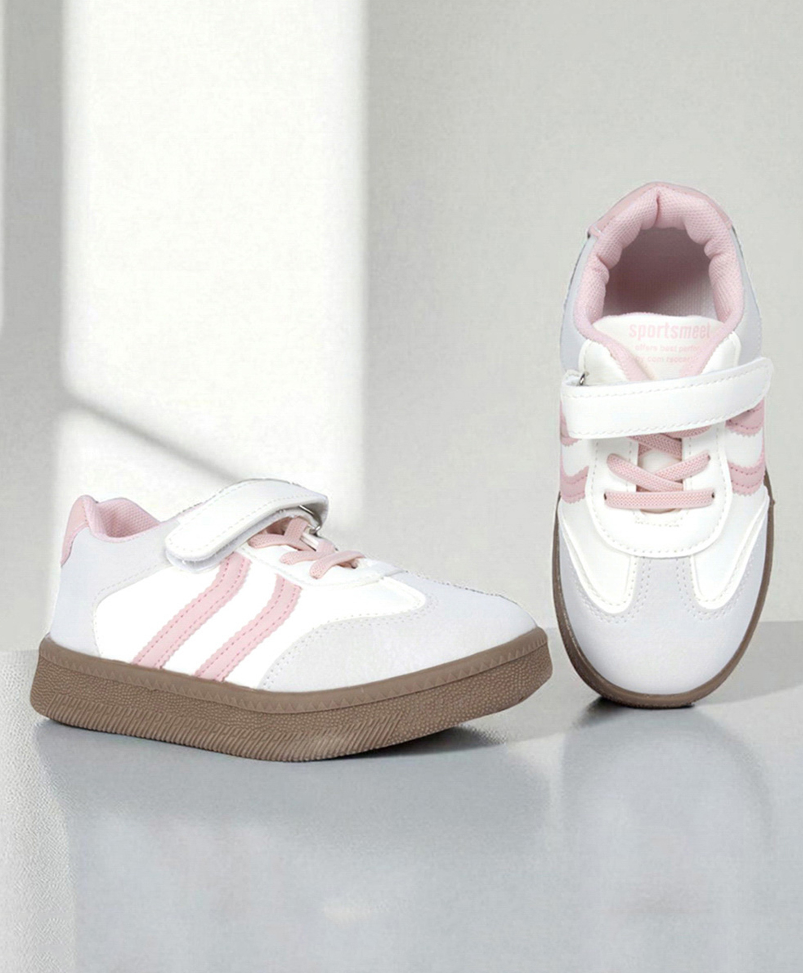 TRUFFLE COLLECTION Colour Blocked WIth Lace Up & Velcro Closure Shoes - Pink-picture-33