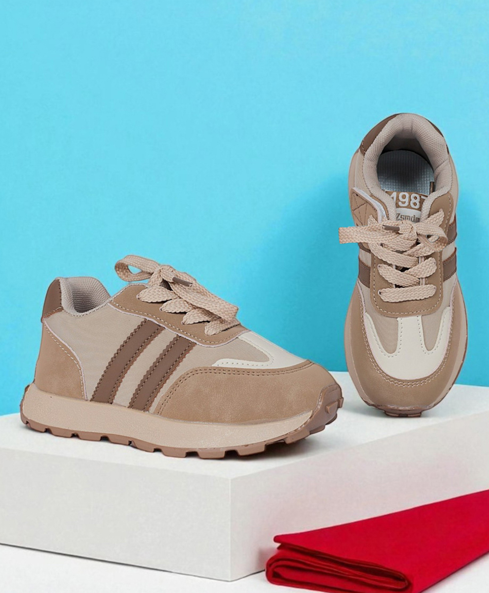 TRUFFLE COLLECTION Colour Blocked & 1987 Numericals Designed WIth Lace Up Closure Shoes - Brown-image-16
