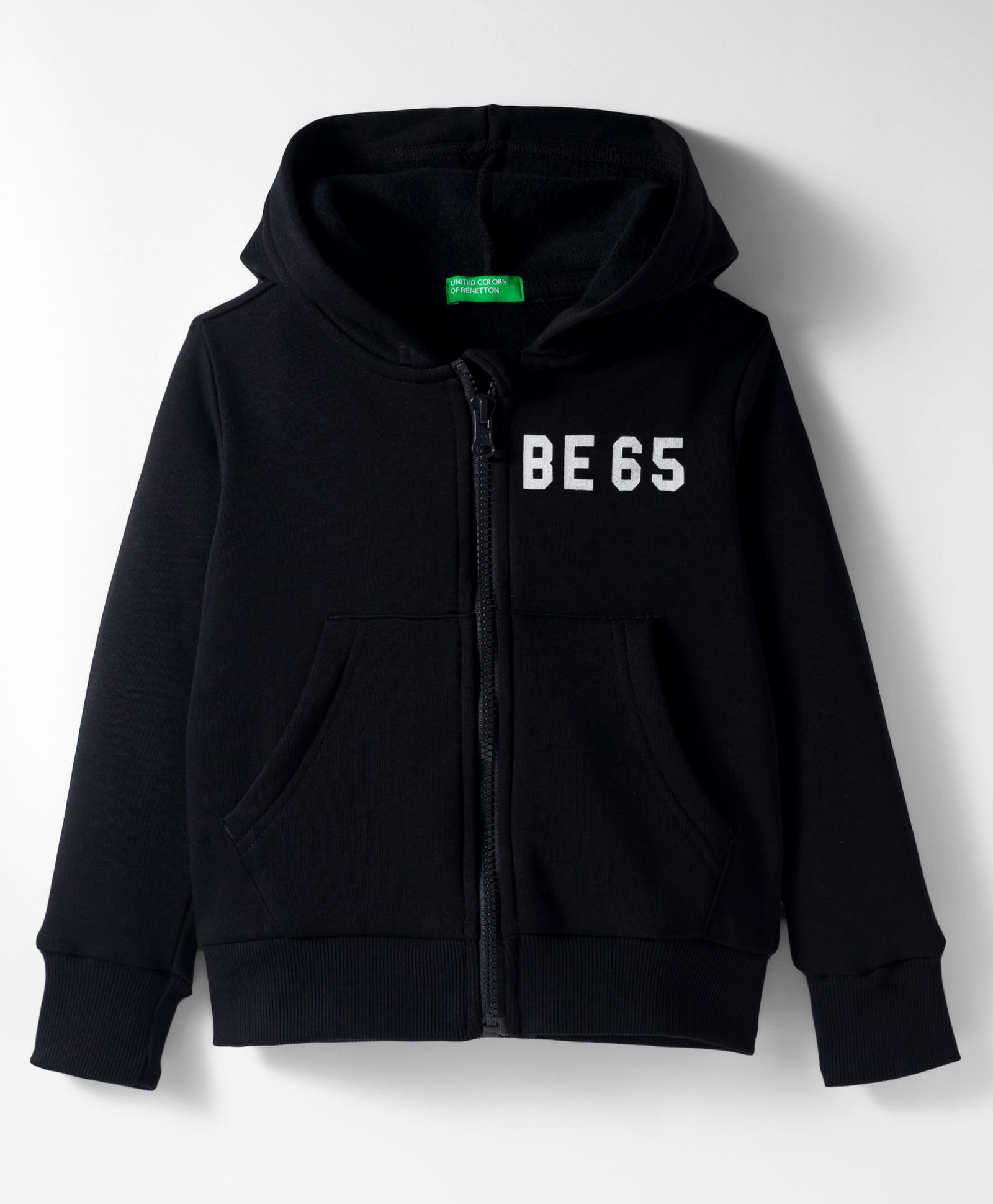 UCB Knit Full Sleeves Hooded Sweatjacket With Benetton Print - Black-picture-18