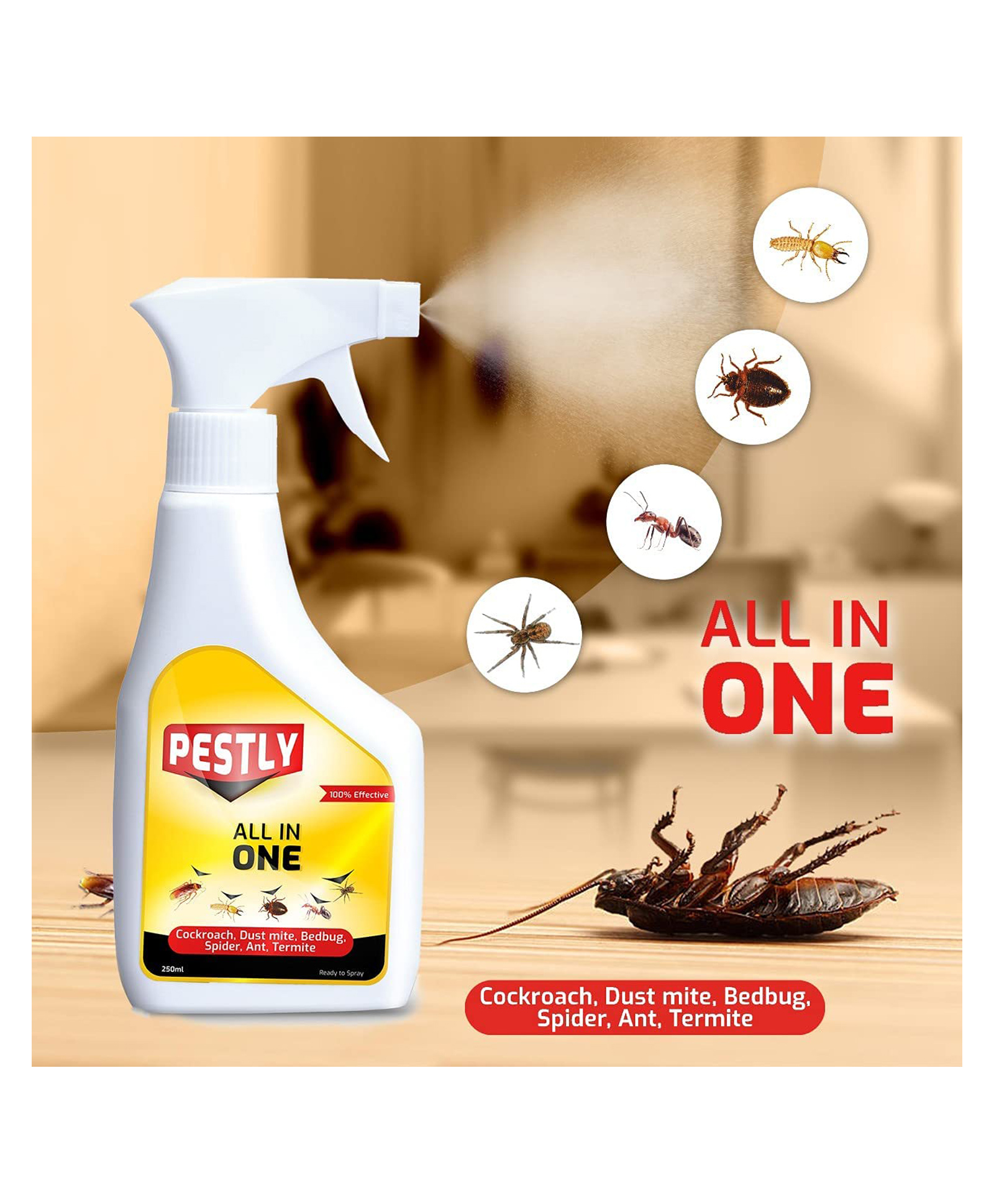 Pestly All-in-One Herbal Pest Control Spray 500ml (250ml x 2 Pack) | Multi-Pest Repellent | Non-Toxic, Eco-Friendly & Pet Safe