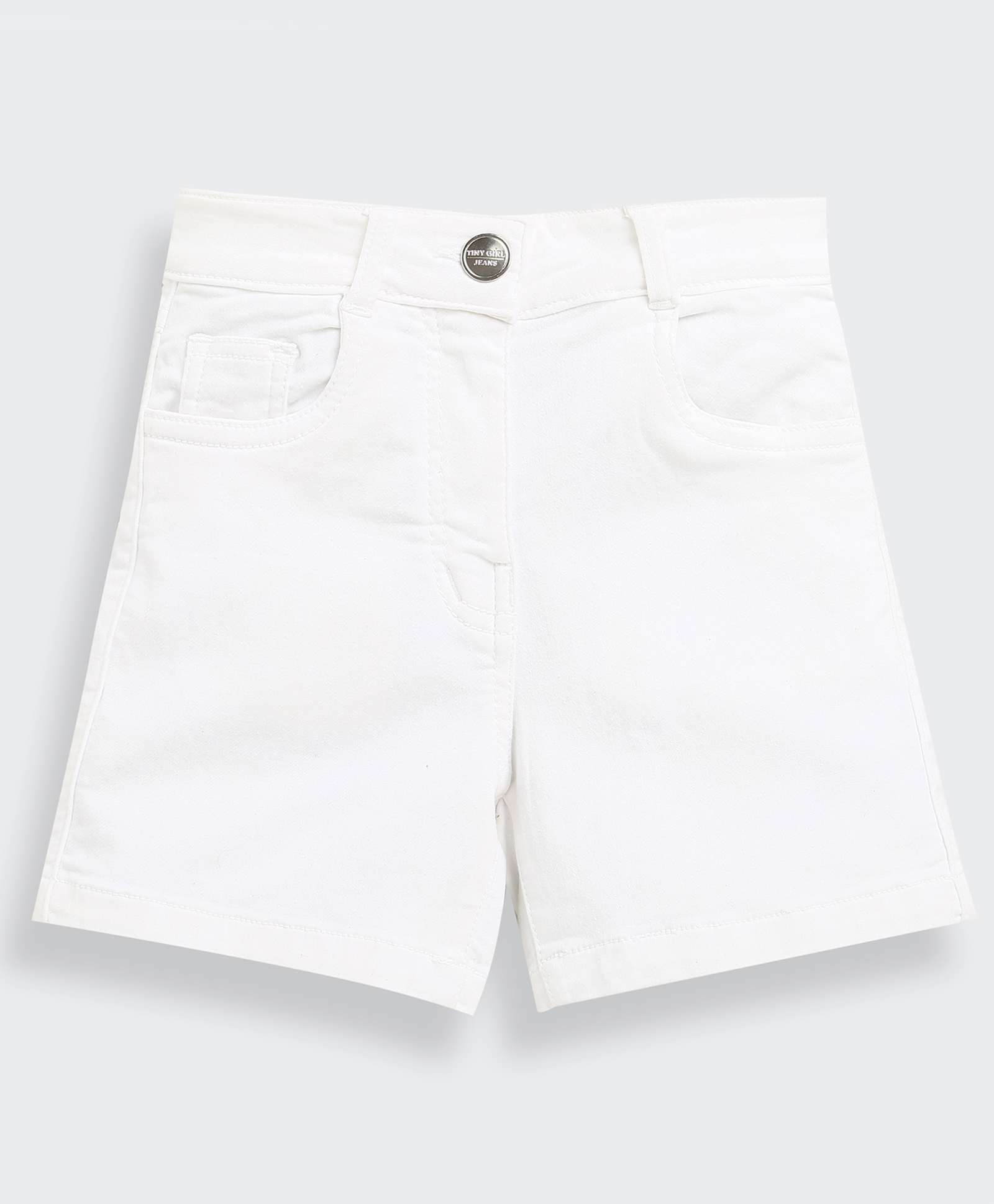Tiny Girl Cotton Denim Solid Shorts - White-image-17
