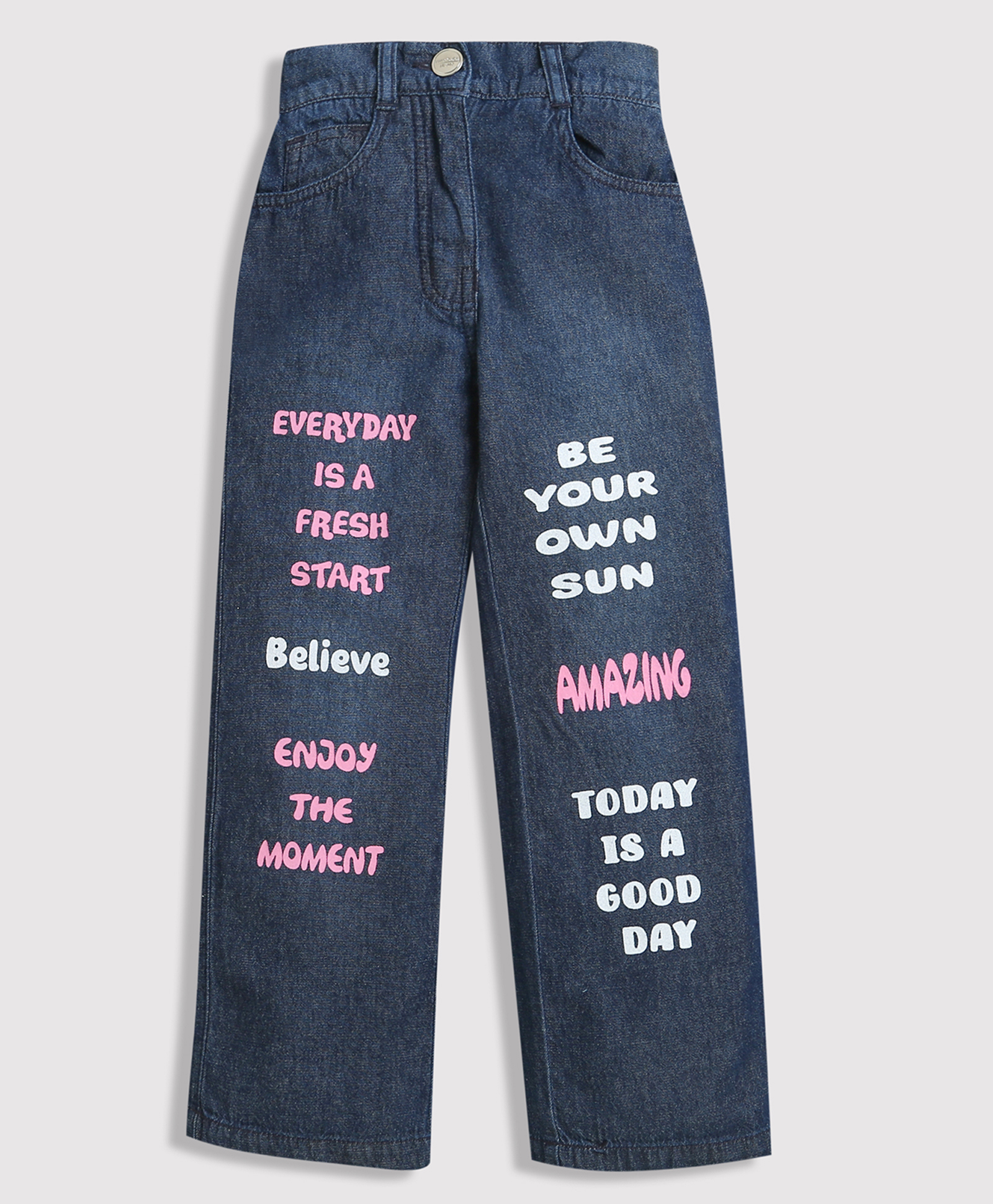 Tiny Girl Denim Be Your Own Sun Text Printed Jeans - Dark Blue-picture-10