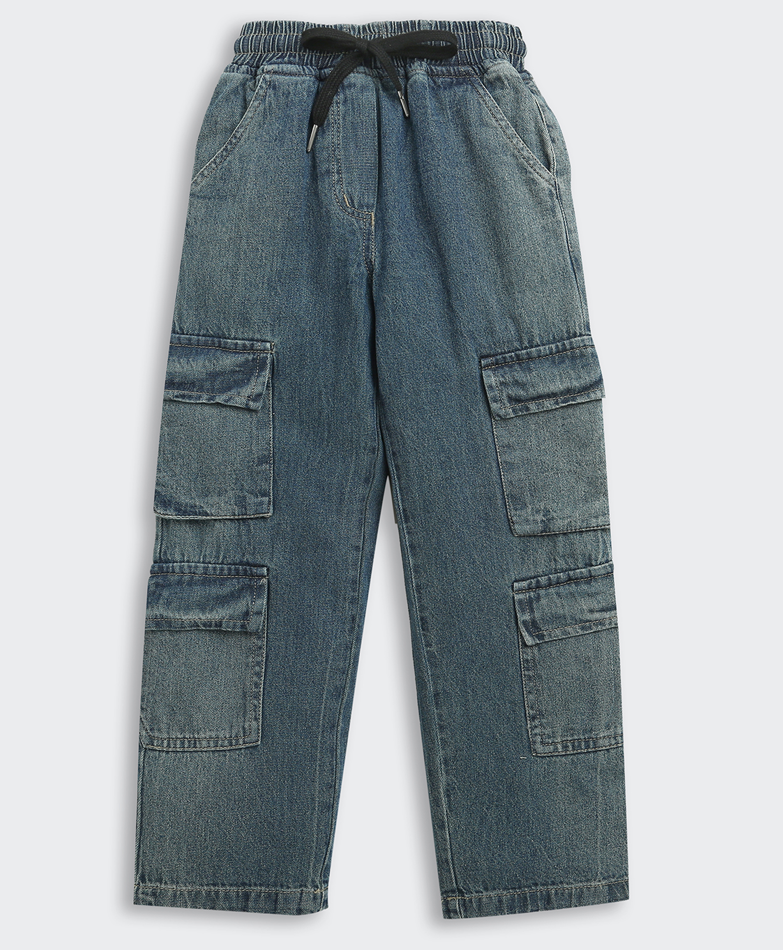 Tiny Girl Denim Mild Washed Cargo Jeans - Dark Blue-picture-21