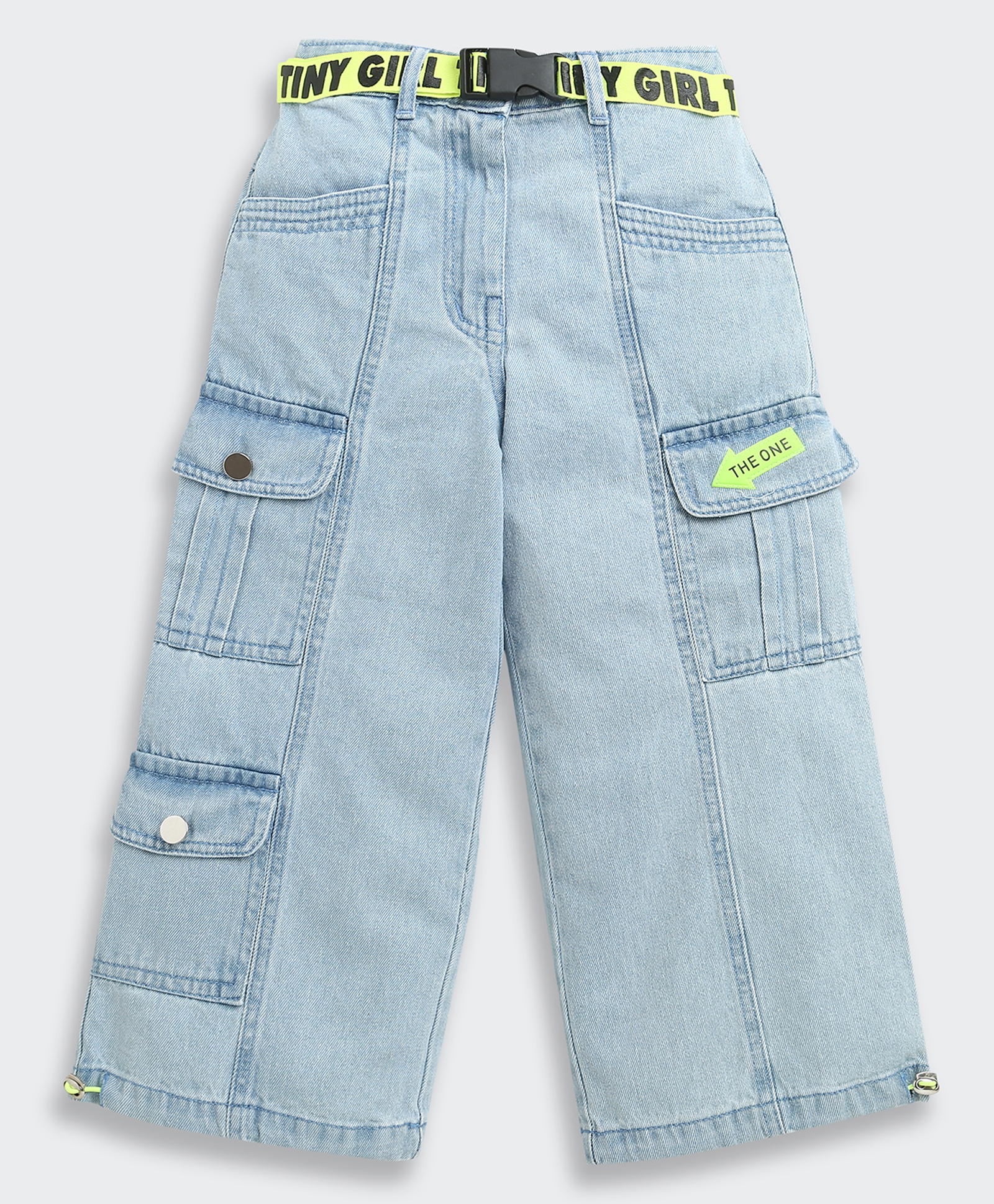 Tiny Girl Denim Woven Solid Cargo Jeans - Light Blue-picture-26