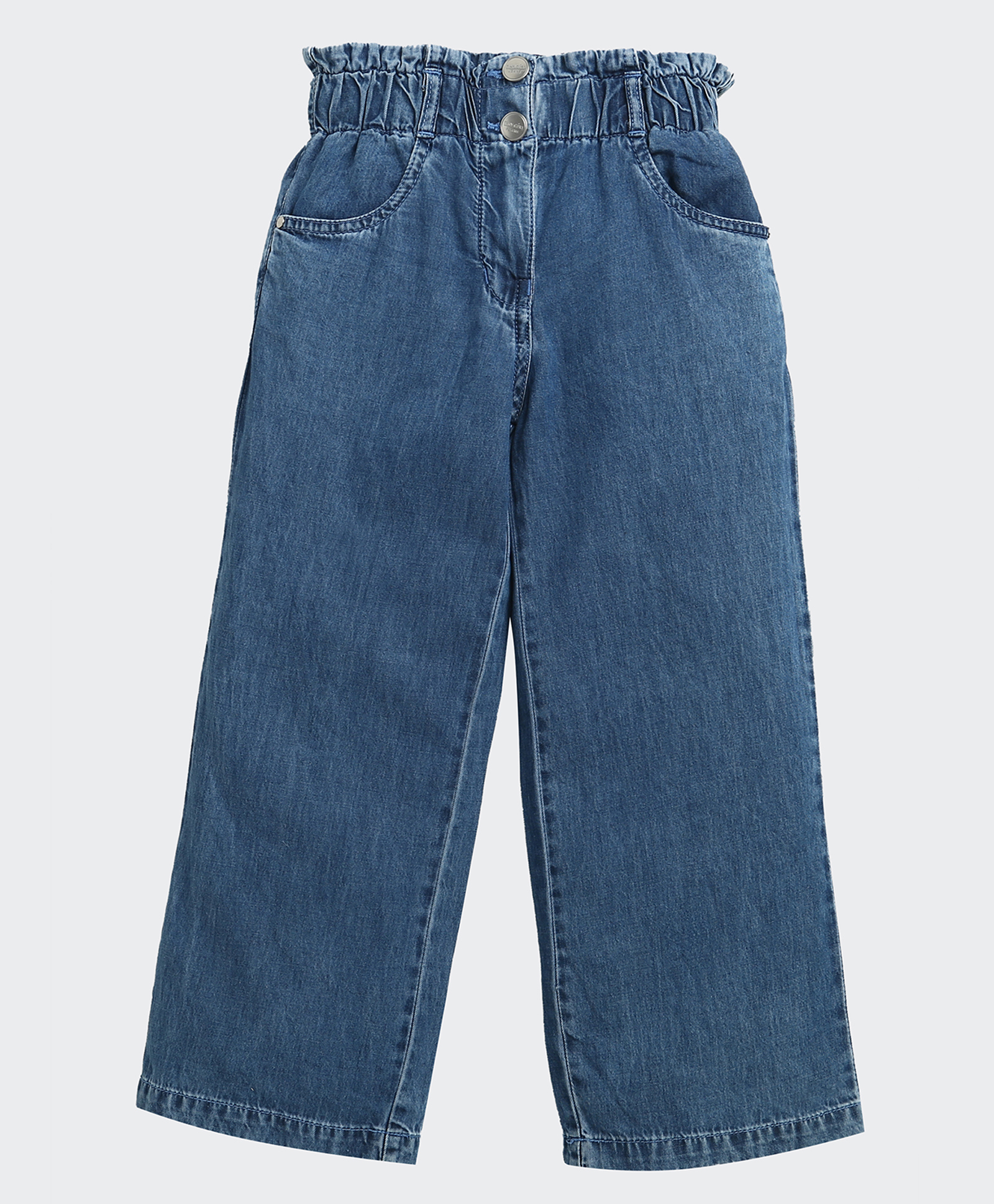 Tiny Girl Denim Woven Solid Wide Legged Jeans - Blue-picture-26