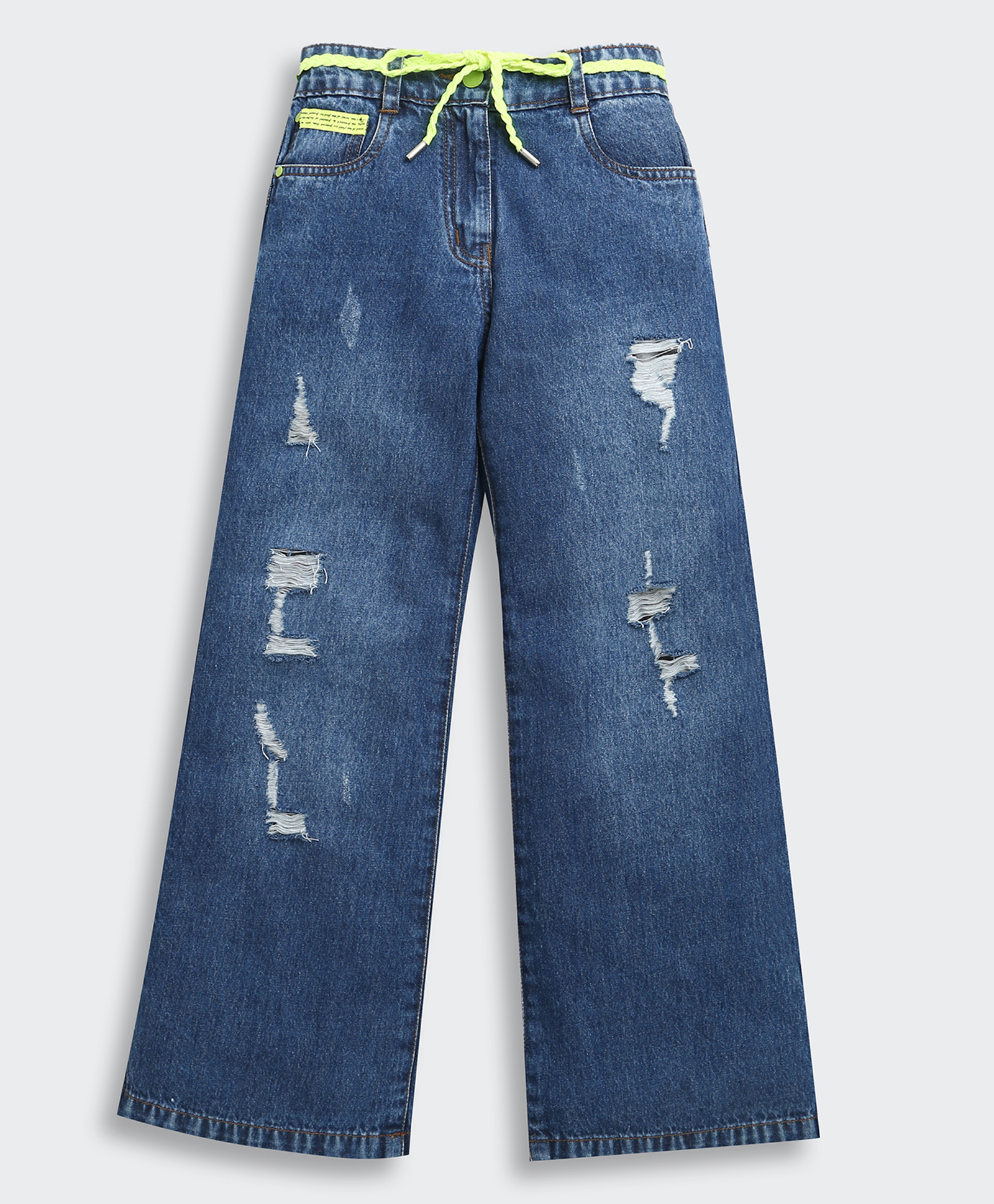Tiny Girl Denim Woven Distressed Wide Legged Jeans - Blue-picture-13