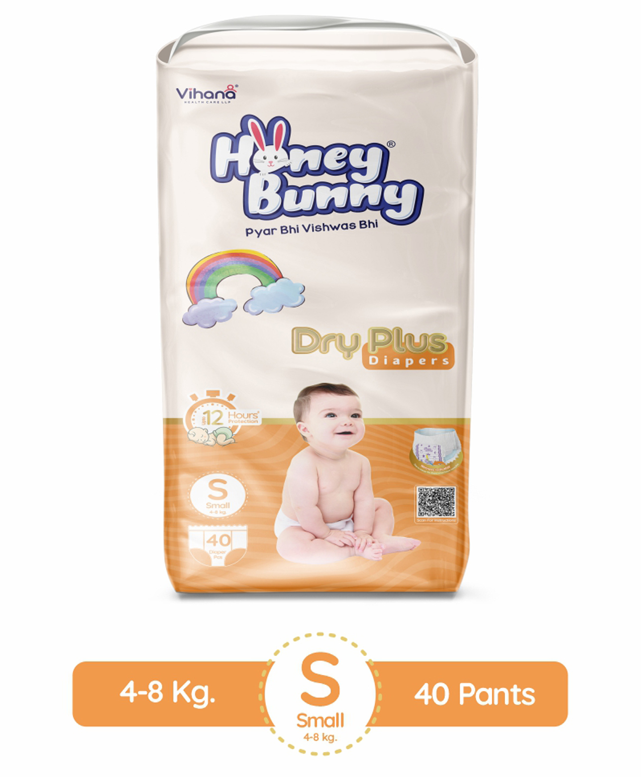 Honey Bunny Everyday Baby Pants Diapers with Wetness Indicator, Silky Soft - Bubble sheet, Small -(4-8 kgs) pack of 40 pcs-image-37