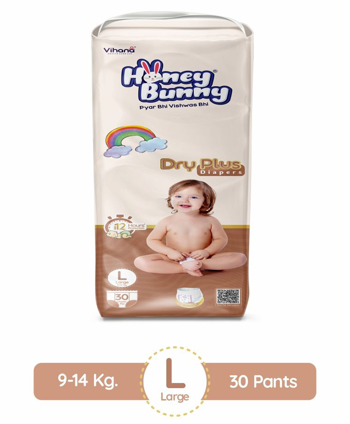 Honey Bunny Everyday Baby Pants Diapers with Wetness Indicator, Silky Soft - Bubble sheet, Large -(9-14 kgs) Pack of 30 pcs-image-34