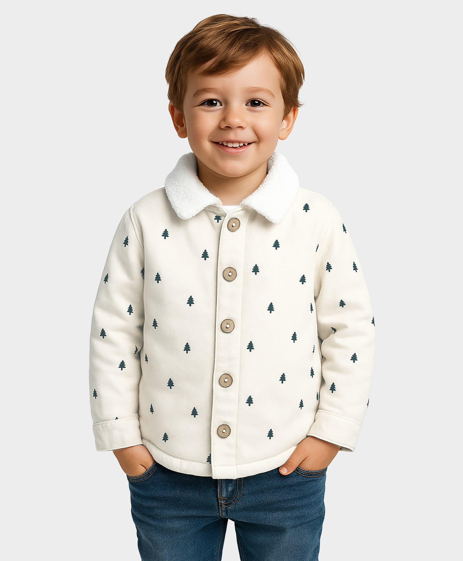 Mi Arcus Woven Full Sleeves Trees Printed Shirt - Cream-picture-42