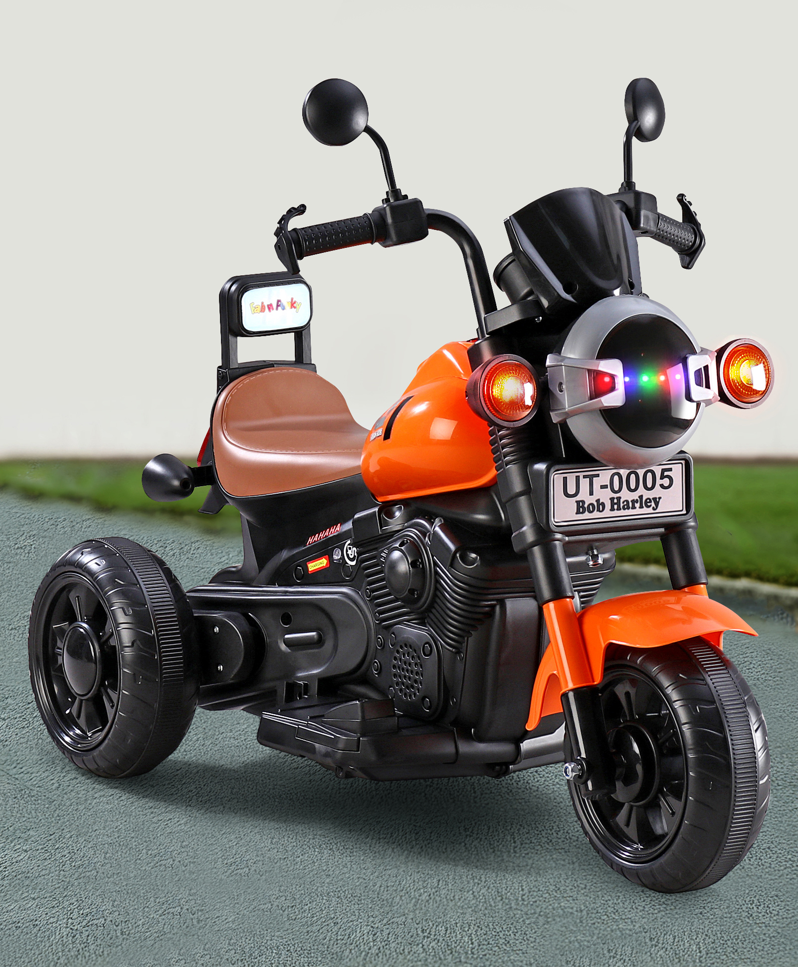 Bob Harley Three Wheel Battery Operated Ride on Bike With Music & Lights - Orange-image-12