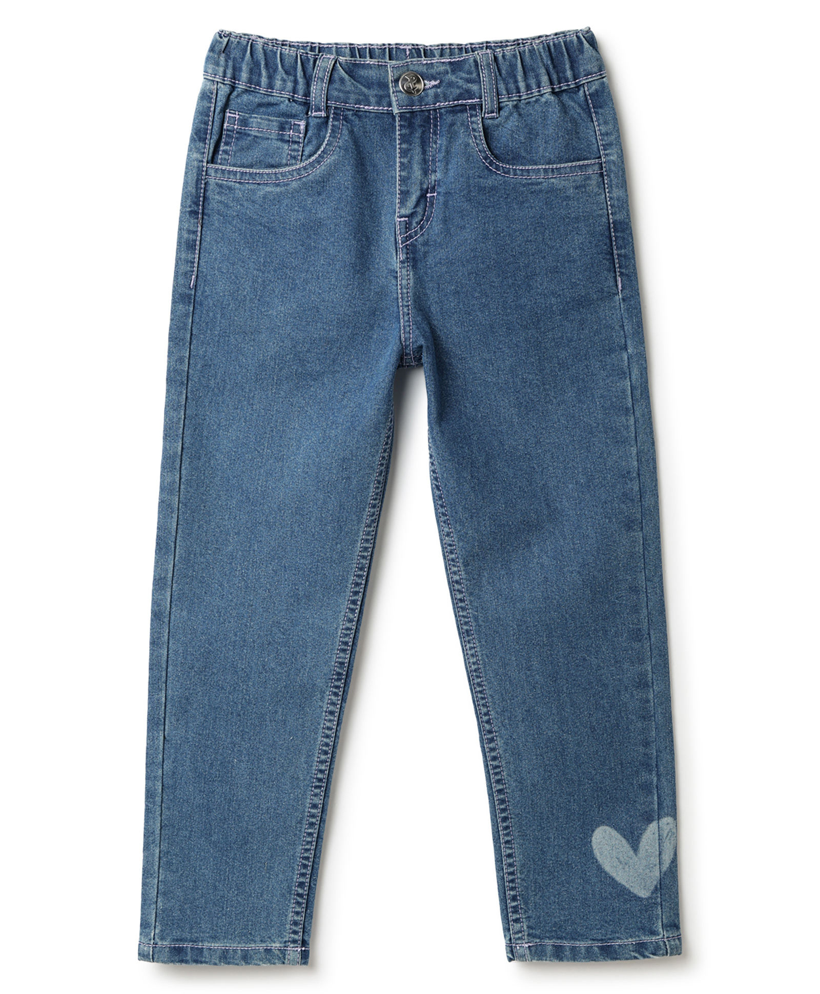 Tales & Stories Denim Woven Heart Printed Jeans - Blue-picture-13