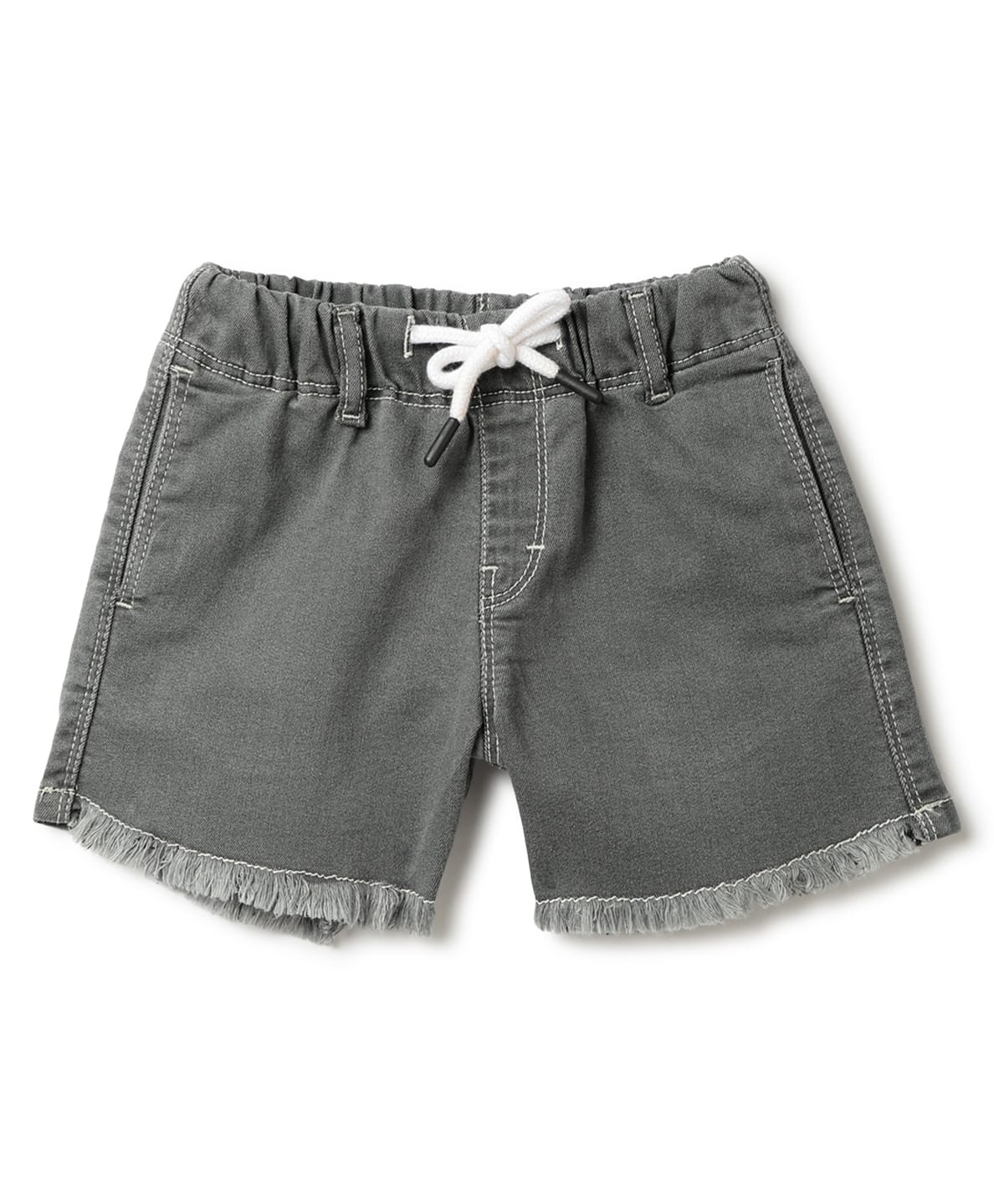 Tales & Stories Denim Woven Solid Frayed Shorts - Grey-picture-10