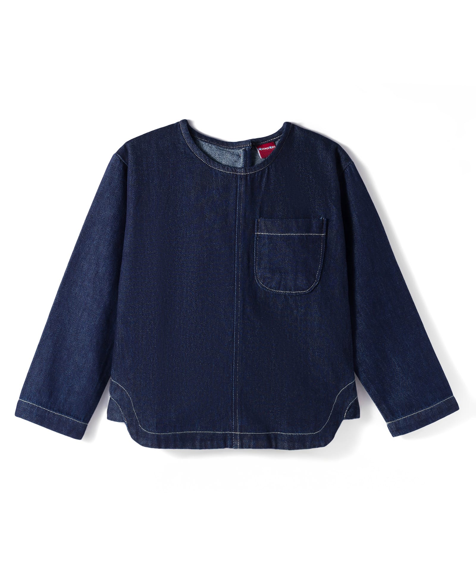 kookie kids india Kookie Kids Woven Full Sleeves Solid Color Box Fit Denim Top with Front Pocket - Navy Blue-picture-26