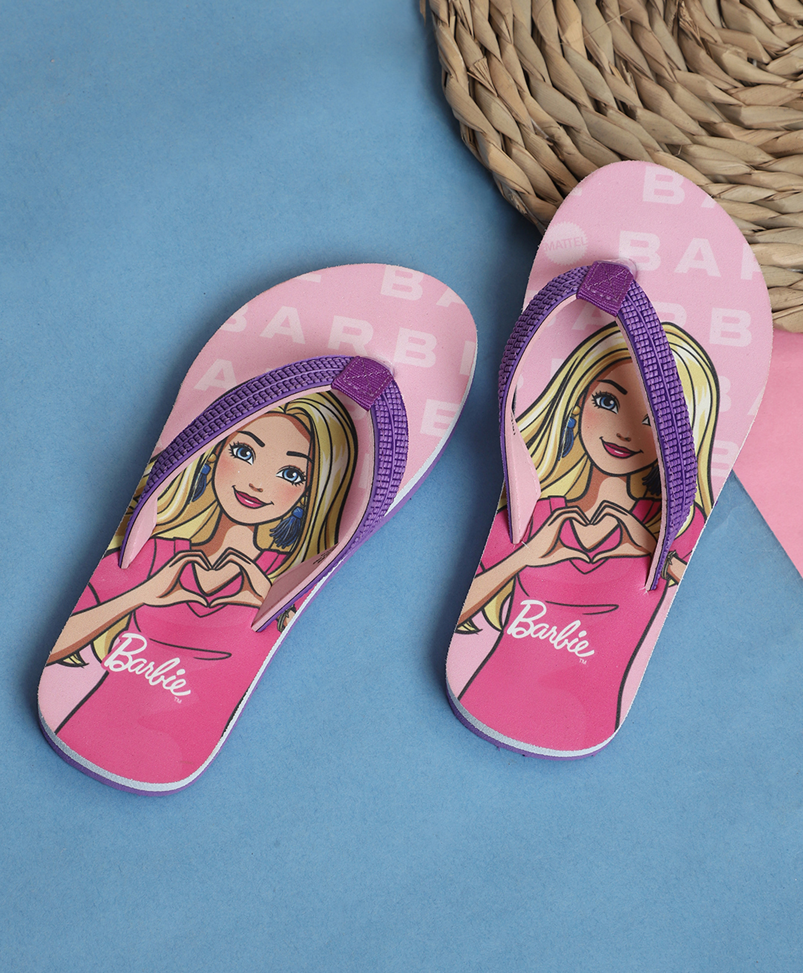 Kidsville Mattel Featuring Barbie Printed Flip Flops - Pink-image-15