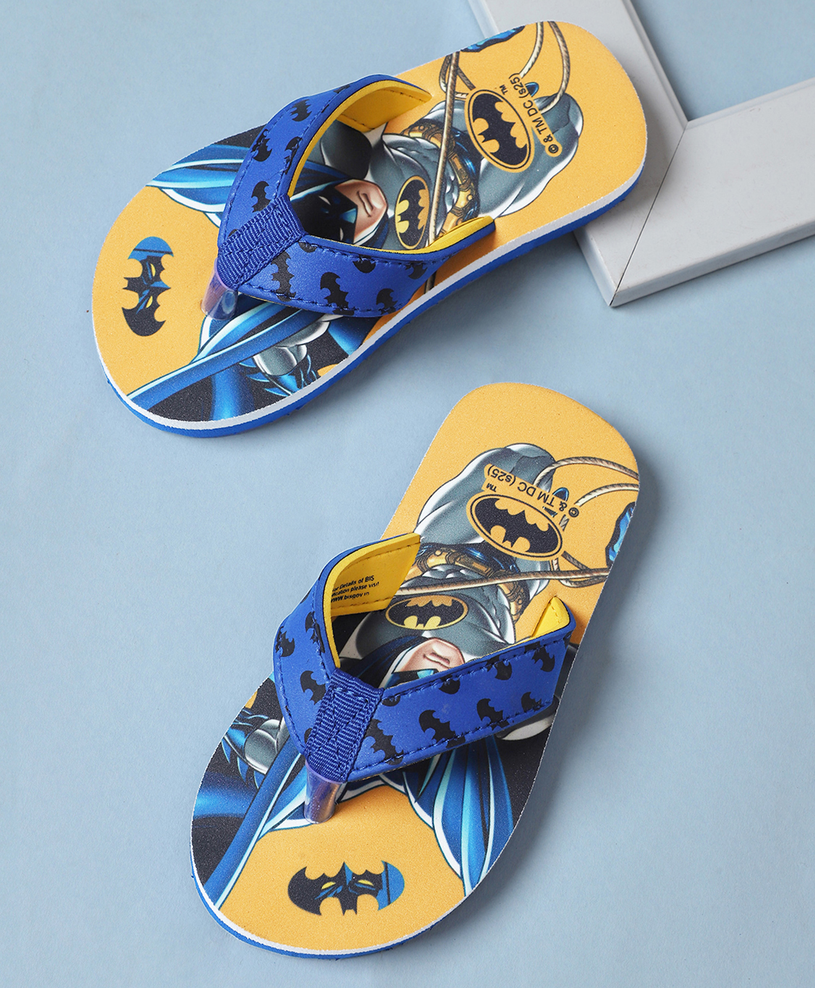 Kidsville Dc Comics Featuring Batman Printed Flip Flops - Blue & Yellow-image-47