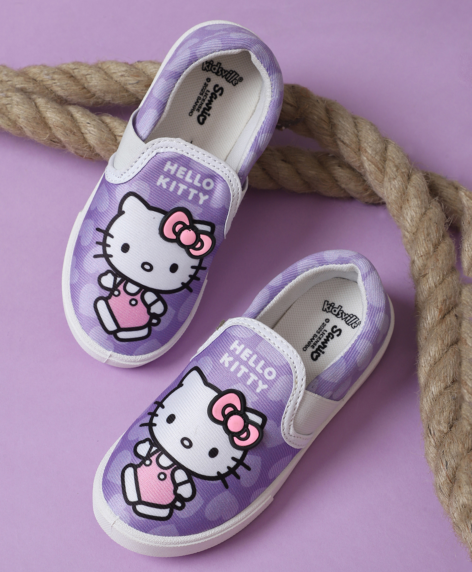 Kidsville Hello Kitty Featuring Character Designed Slip On Shoes - Purple-picture-22