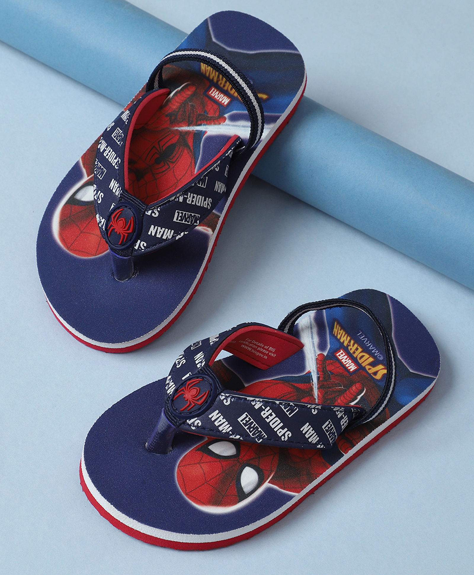 Kidsville Marvel Featuring Spiderman Printed Flip Flops - Blue & Red-picture-17