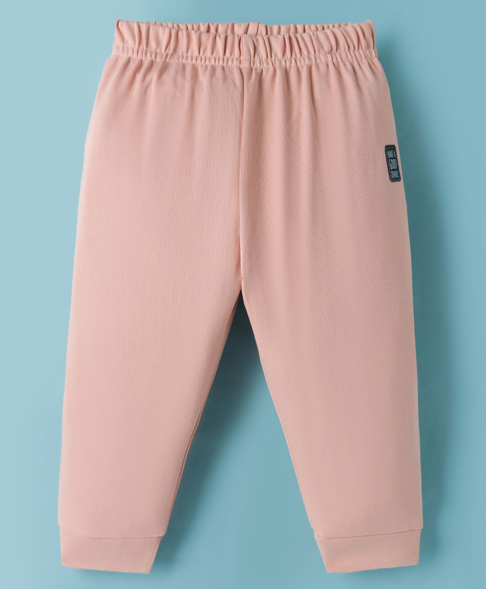 Ollypop Interlock Knit Full Length Lounge Pant With Text Badge - Pink-picture-2