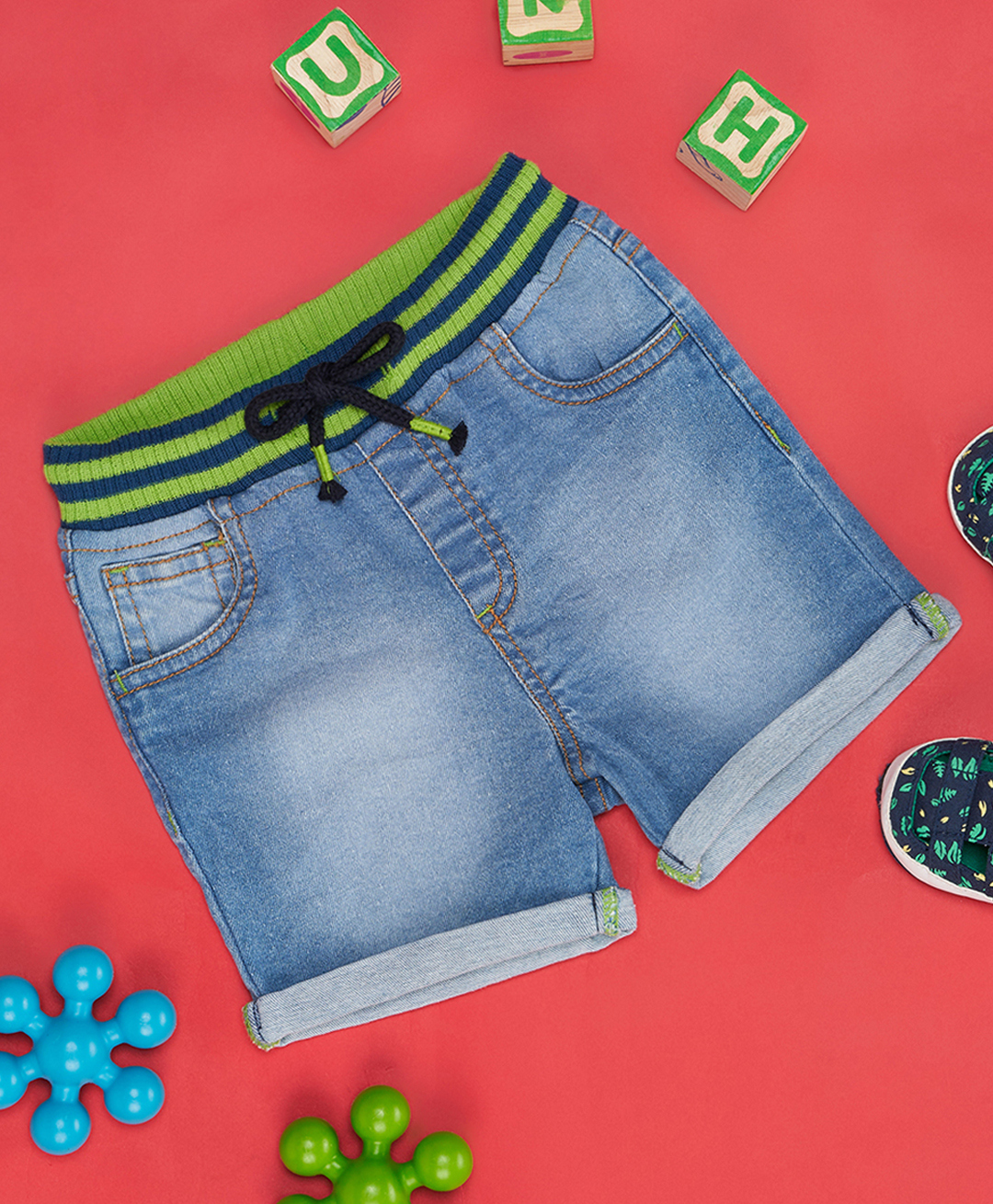 Pantaloons Baby Denim Woven Washed Shorts - Blue-picture-26