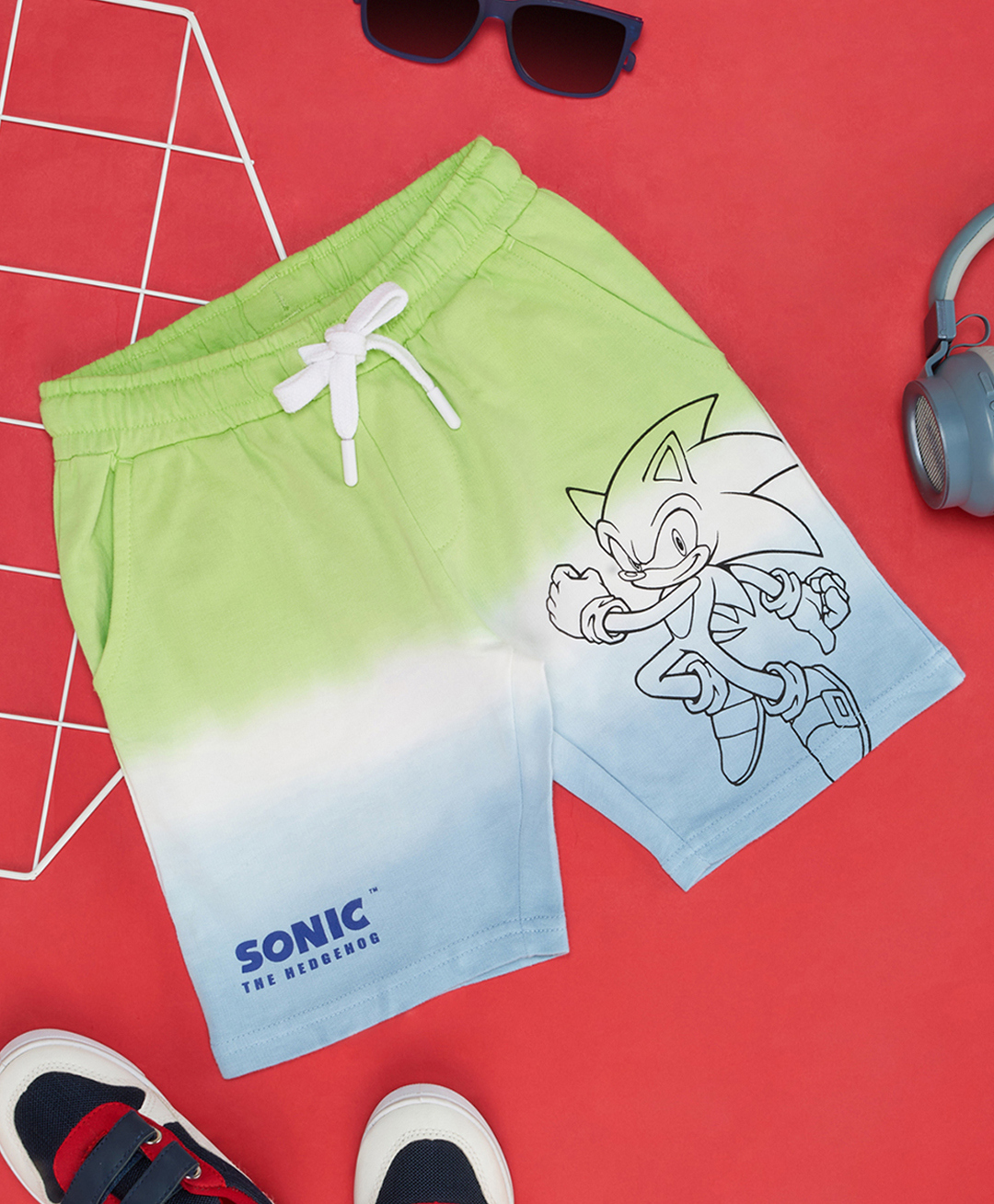 Pantaloons Junior Cotton Knit Sonic The Hedgehog Featuring Character Printed Shorts - Multi Colour-picture-19