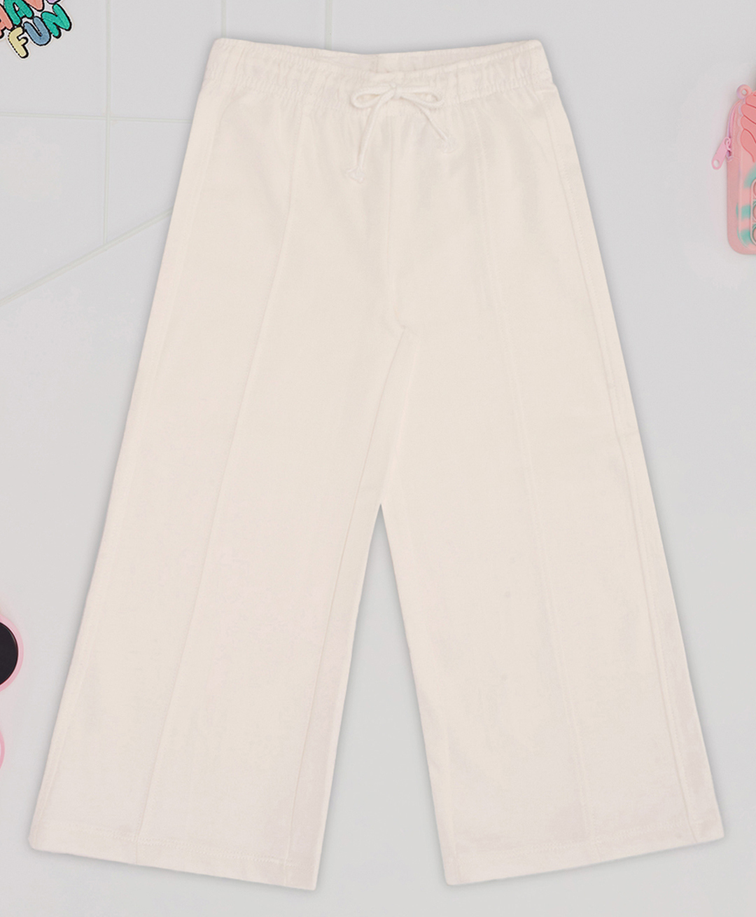 Pantaloons Junior 100% Cotton Knit Solid Lounge Pants - Off White-picture-16