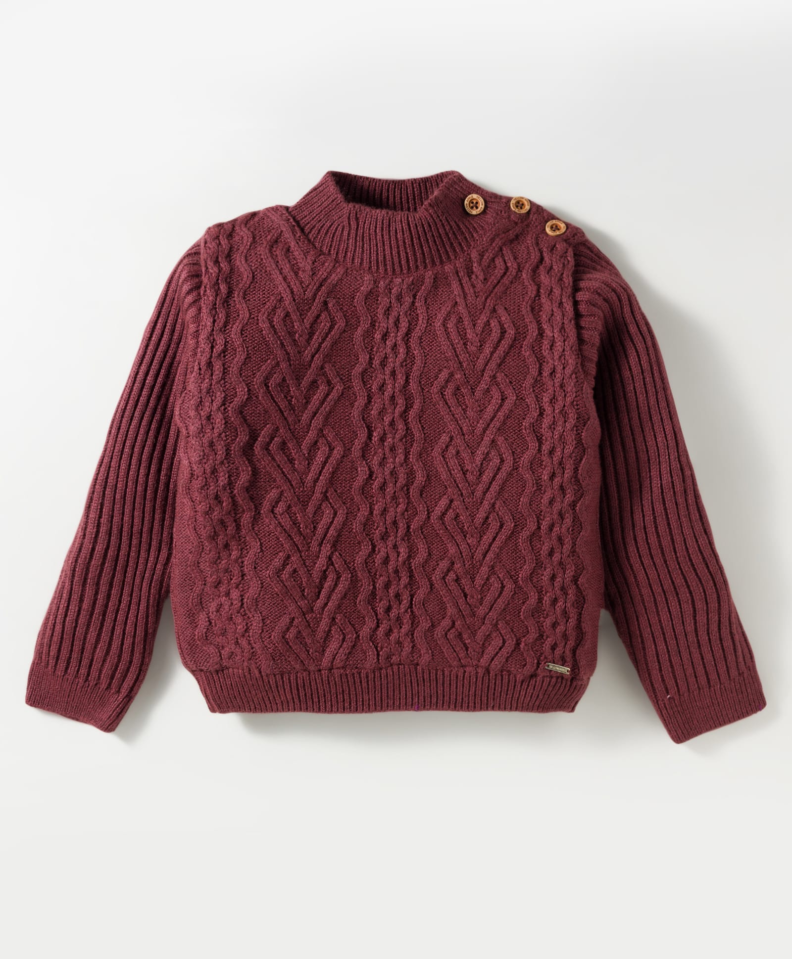 Yellow Apple Knit Full Sleeves Pullover Sweater with Cable Knit Design - Maroon-picture-22