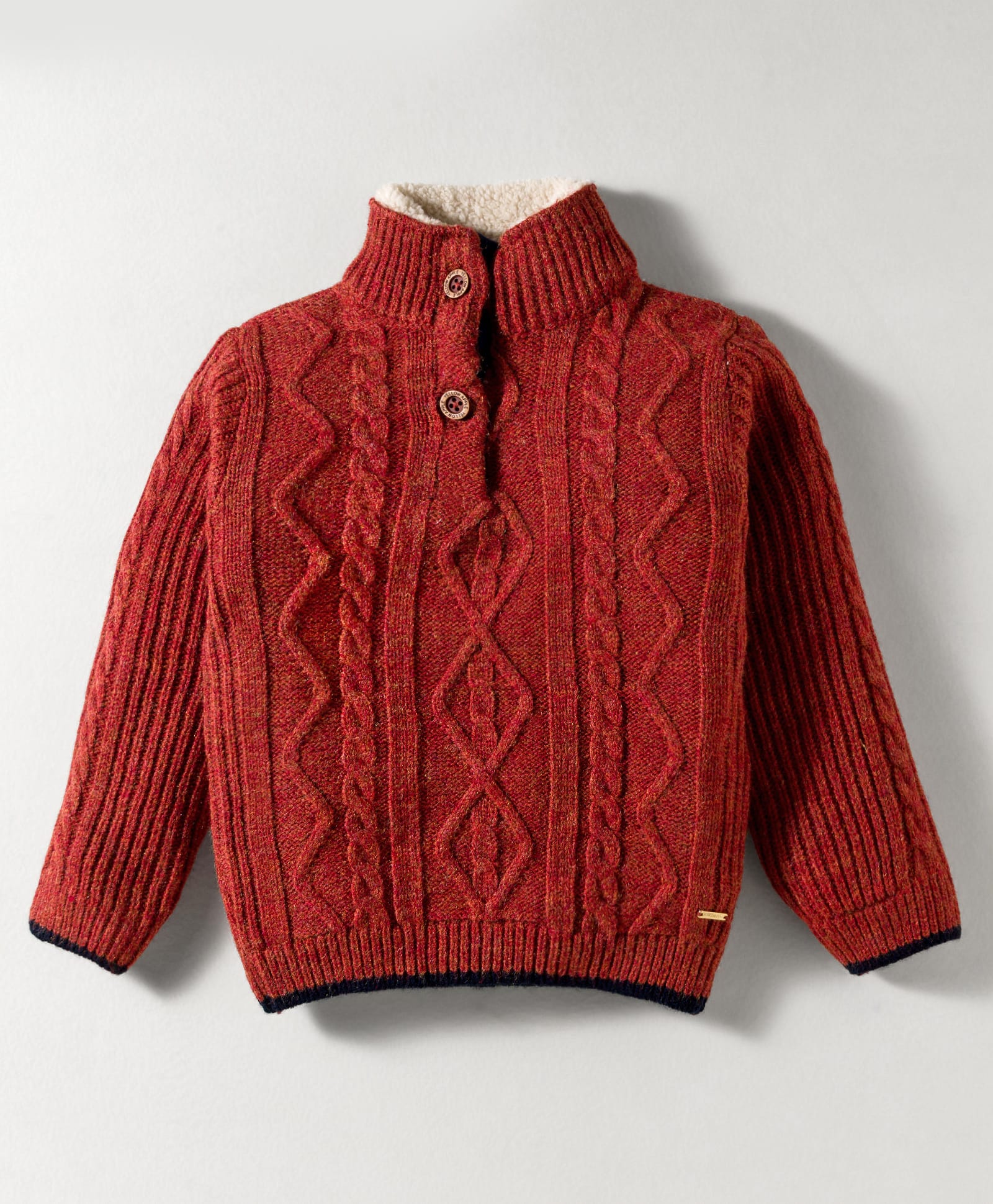 Yellow Apple Knit Full Sleeves Pullover Sweater With Cable Knit Design - Red-picture-19